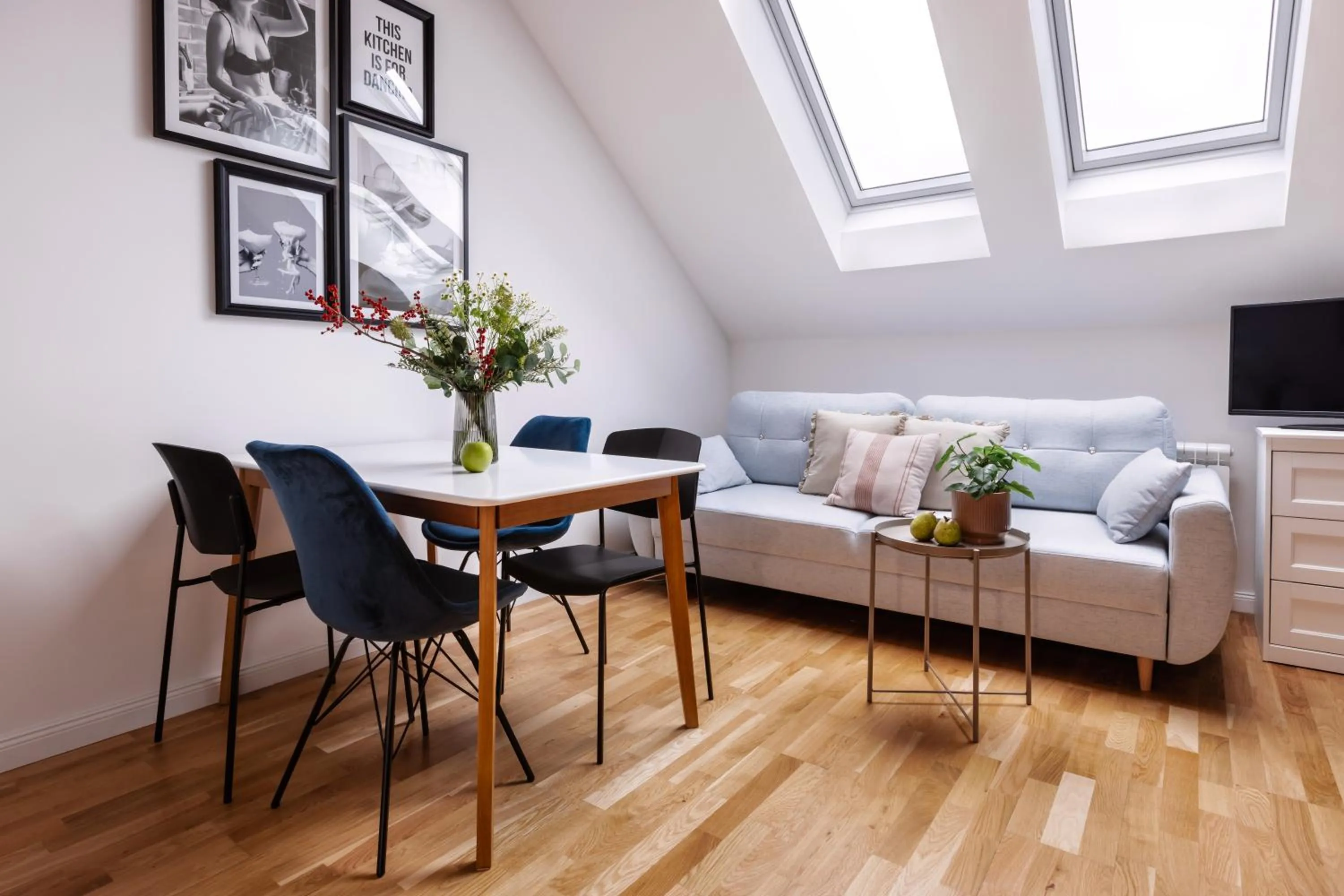 Seating area in TurnKey I Charles Square Apartments