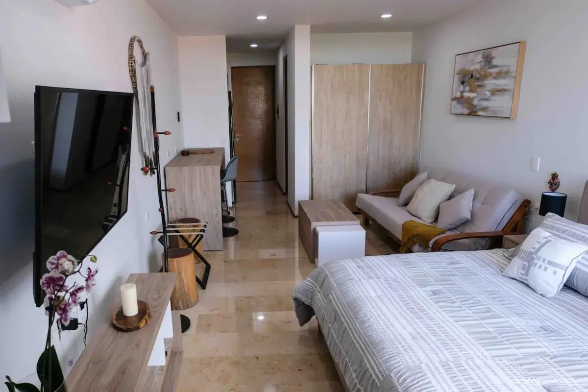 Communal lounge/ TV room, Bed in Stayon5a Av penthouse with PrivatePool