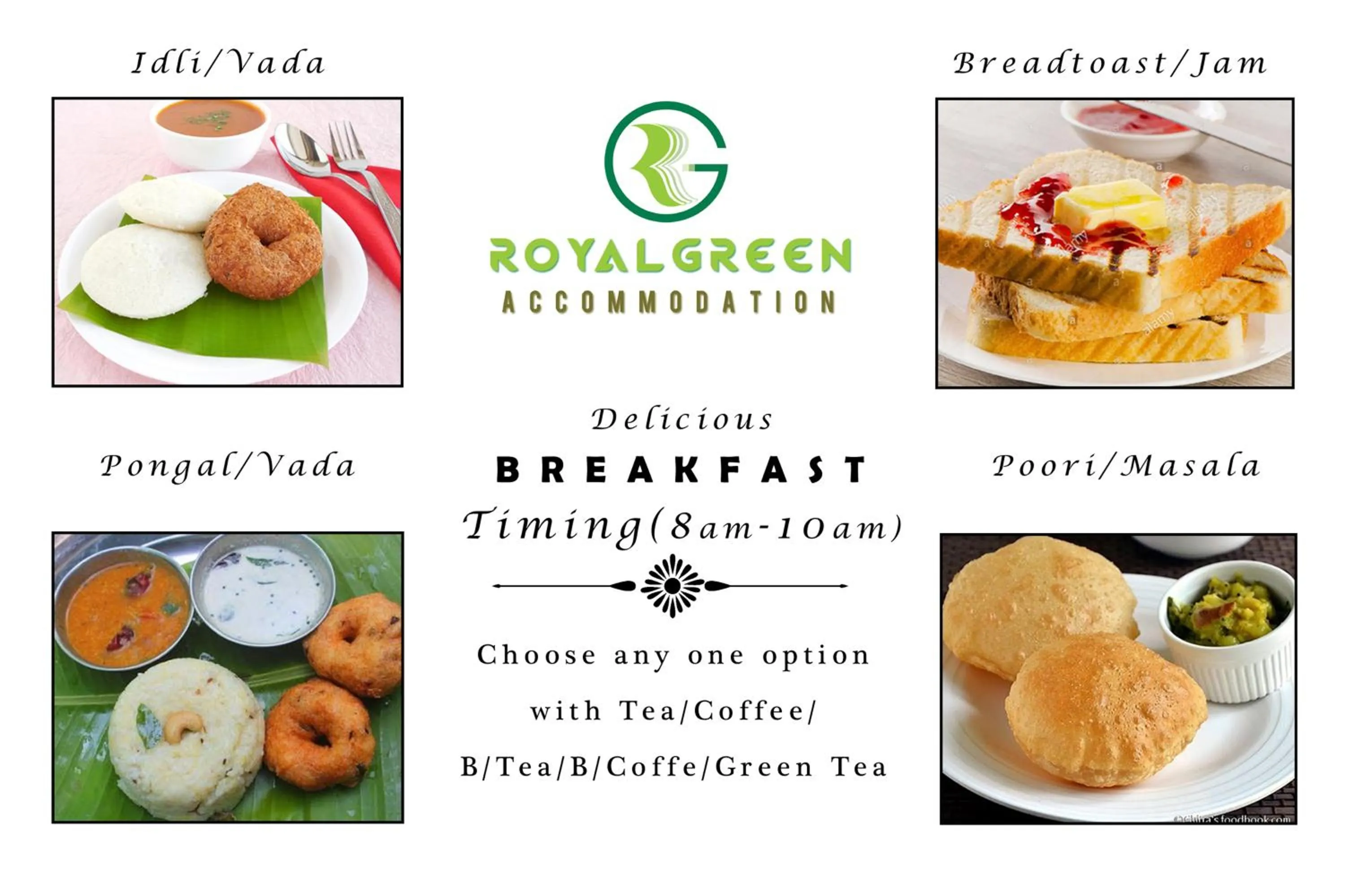 Breakfast in Royal Green Accommodation Chennai Airport