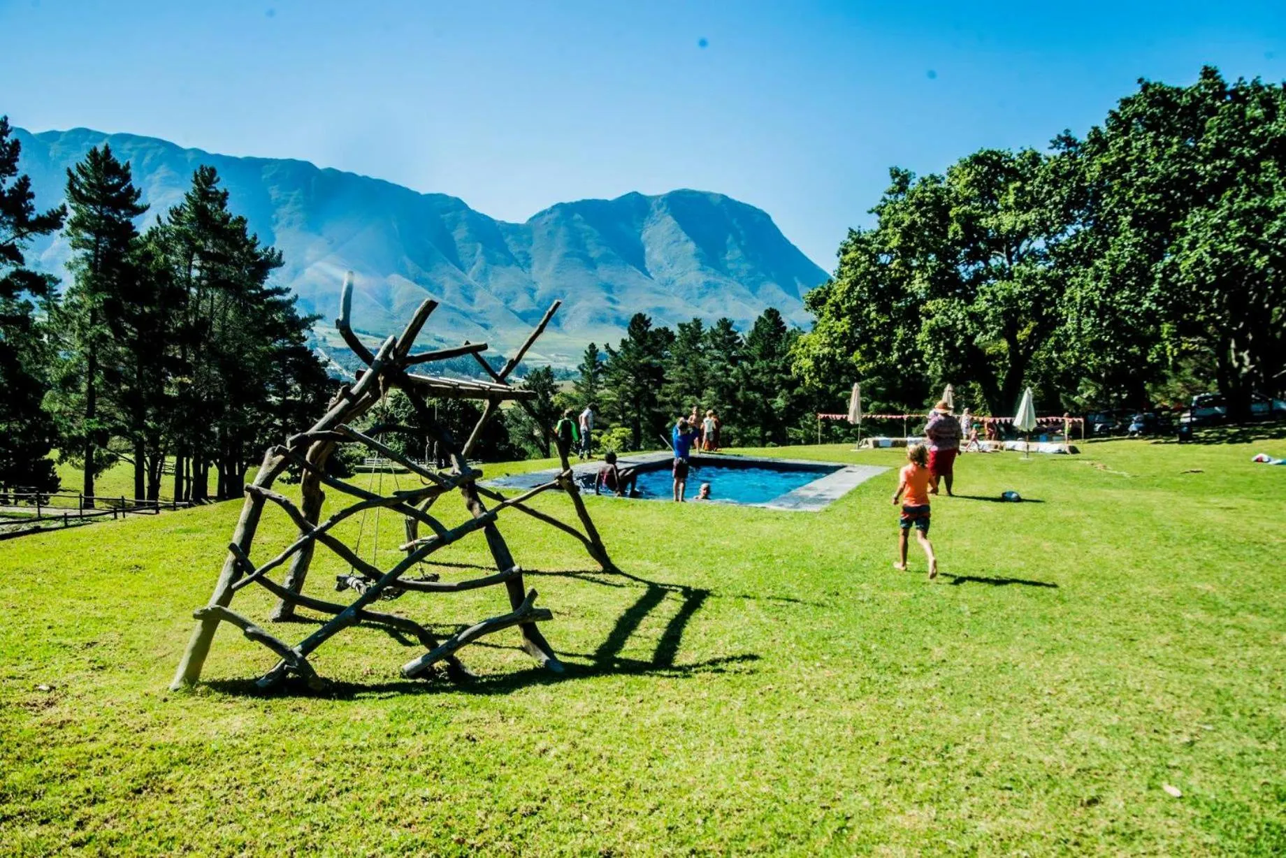 Pool view in High Season Farm Luxury Cottages