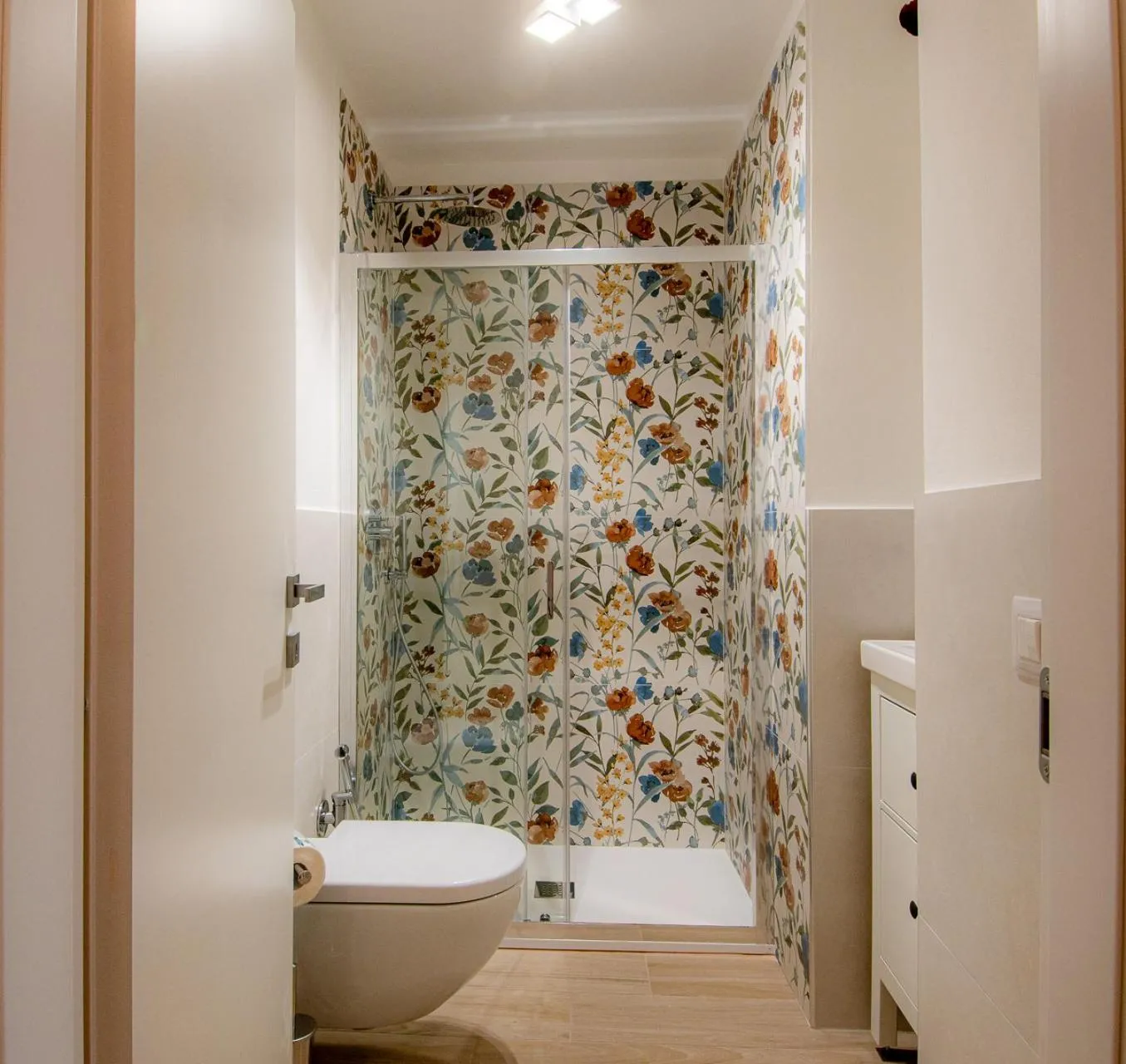 Shower in Green Woody Home