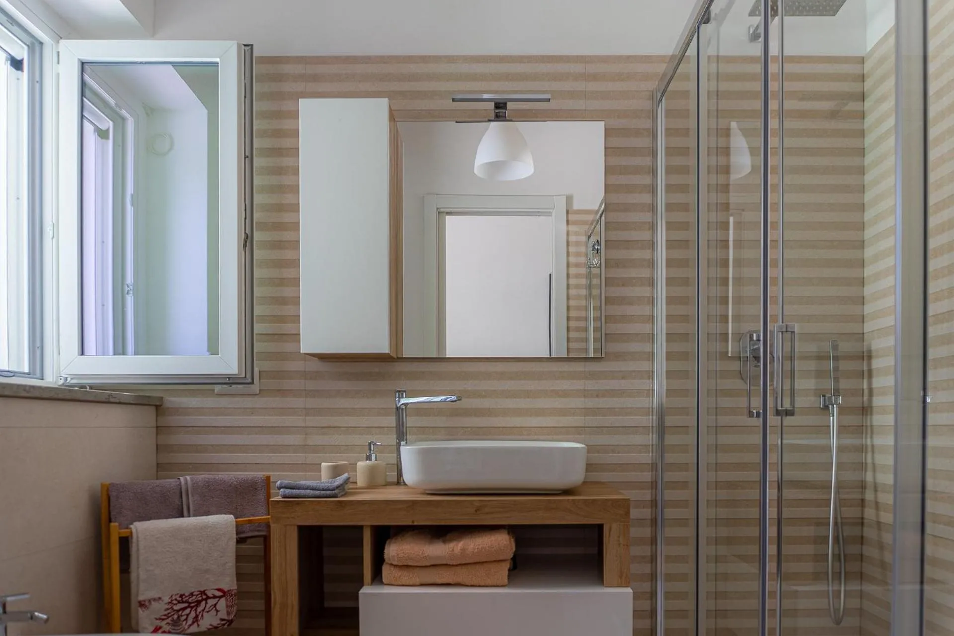 Shower in Green Woody Home