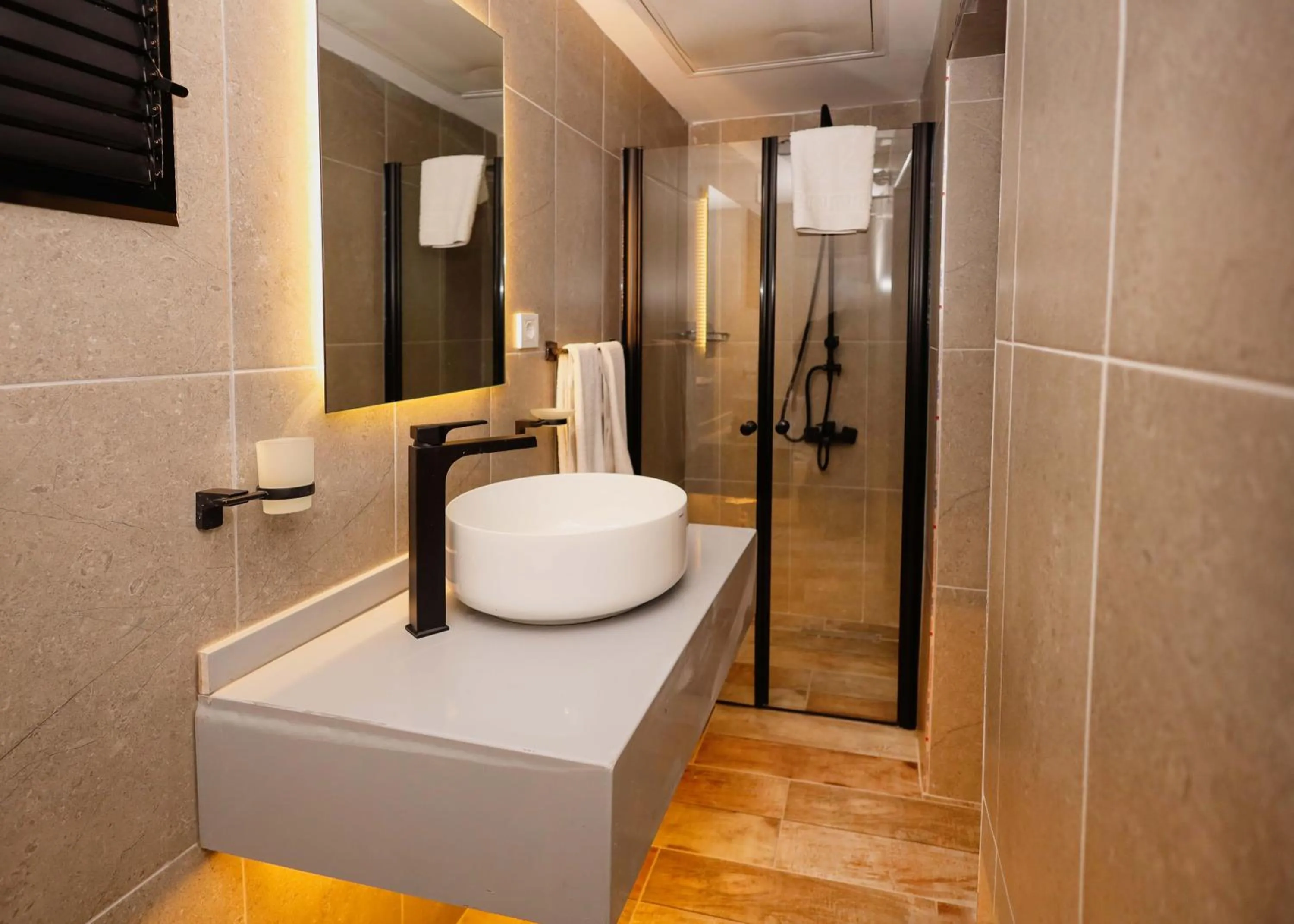 Shower in Selvese Suites, Serviced Living in Galata