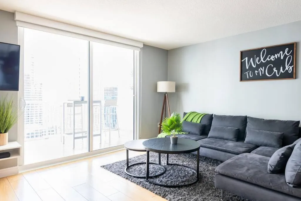 Living room in Brickell Center w/City & Bay View + FREE Parking!