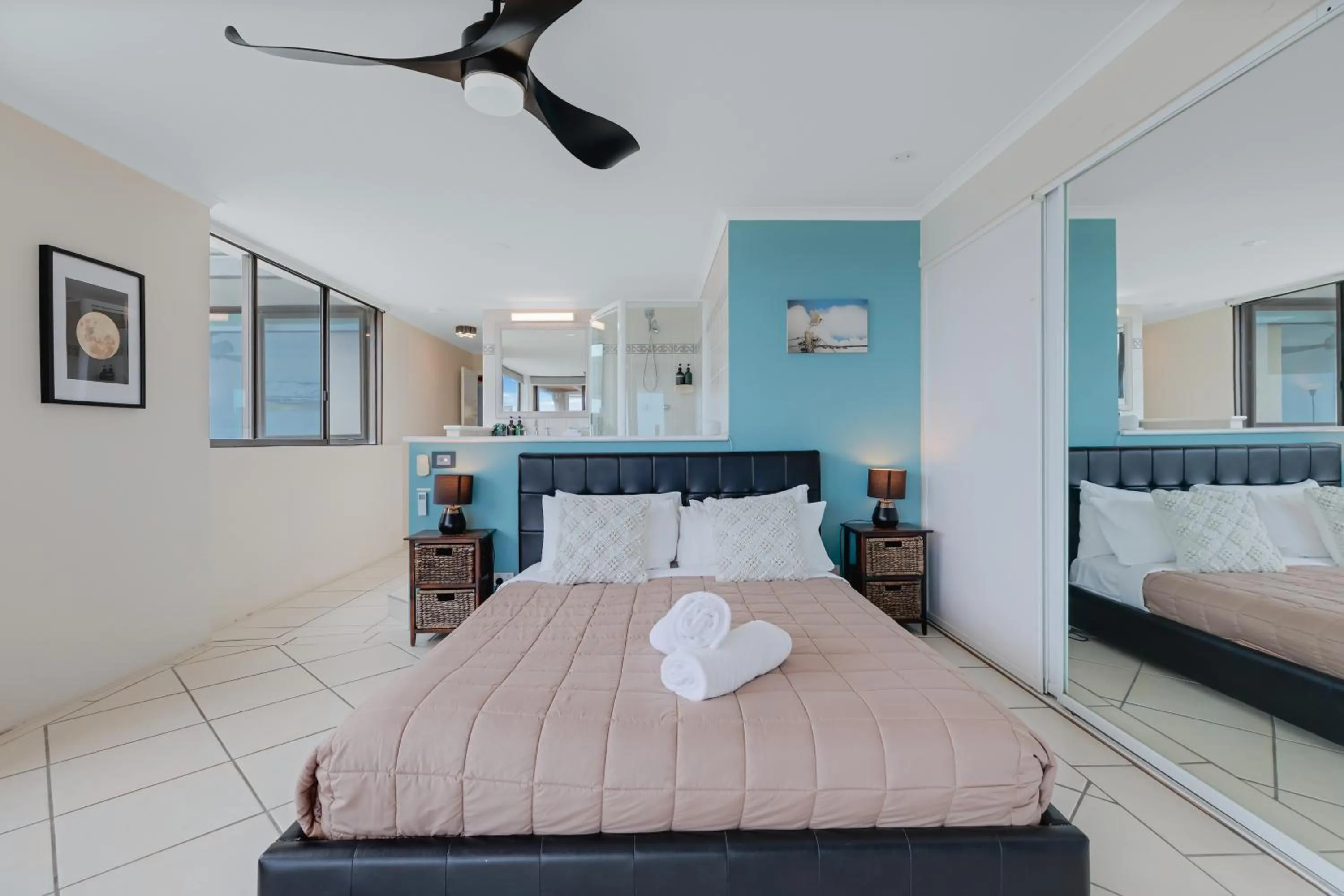 Bed in Maroochydore Riverfront Apartment