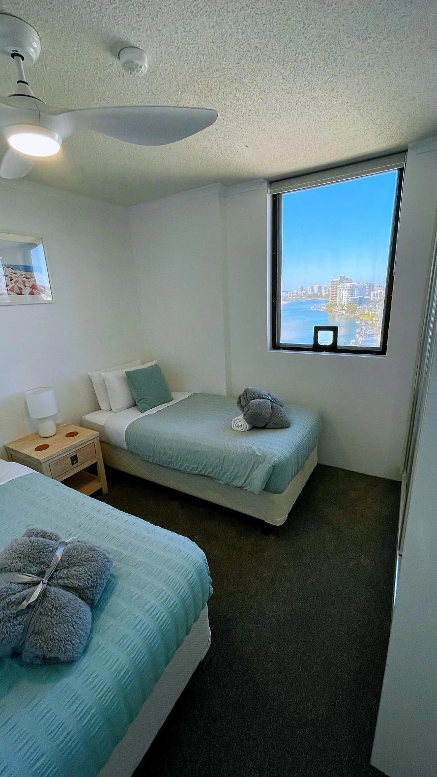 Bed in Maroochydore Riverfront Apartment
