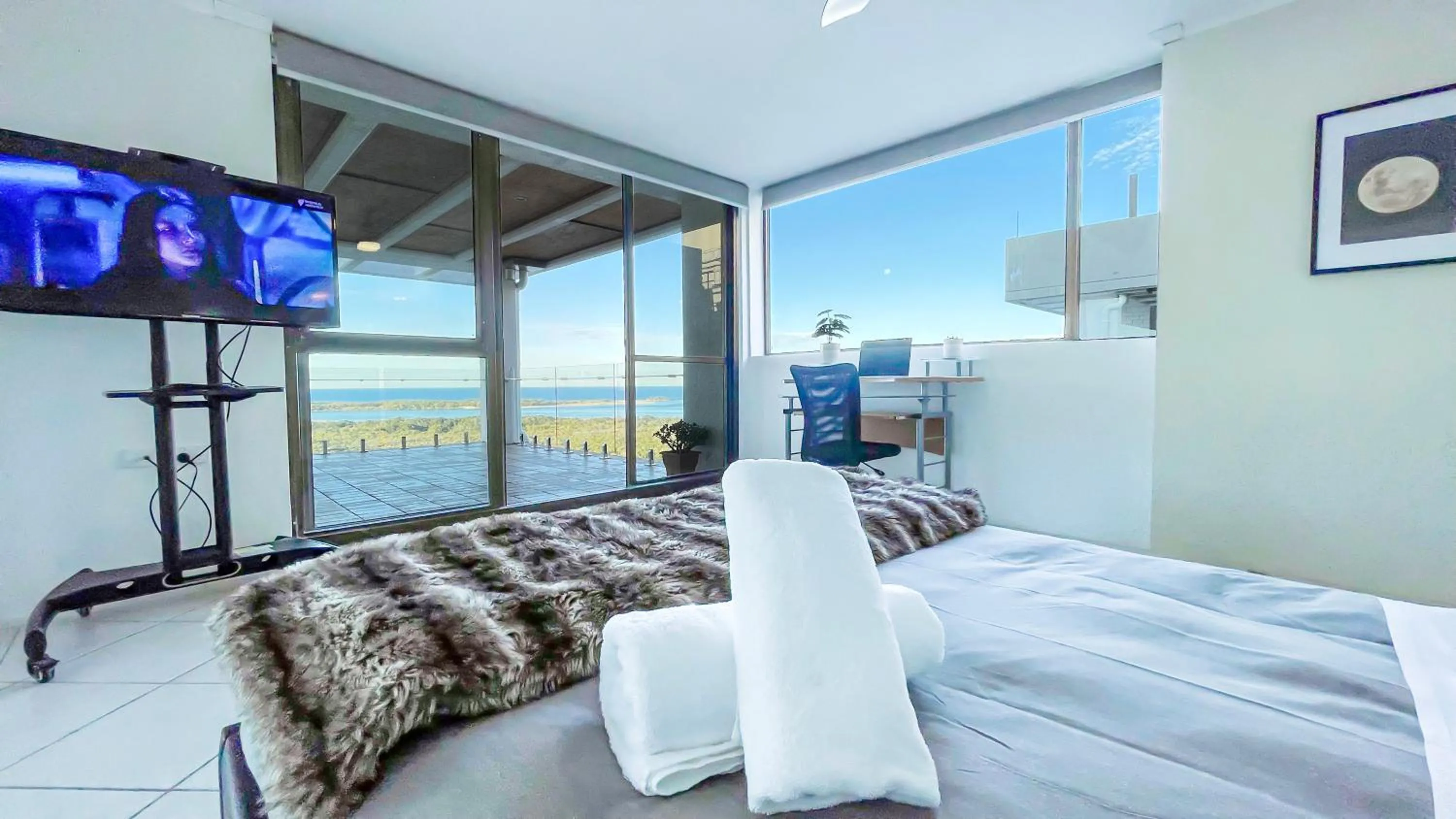 Bed in Maroochydore Riverfront Apartment