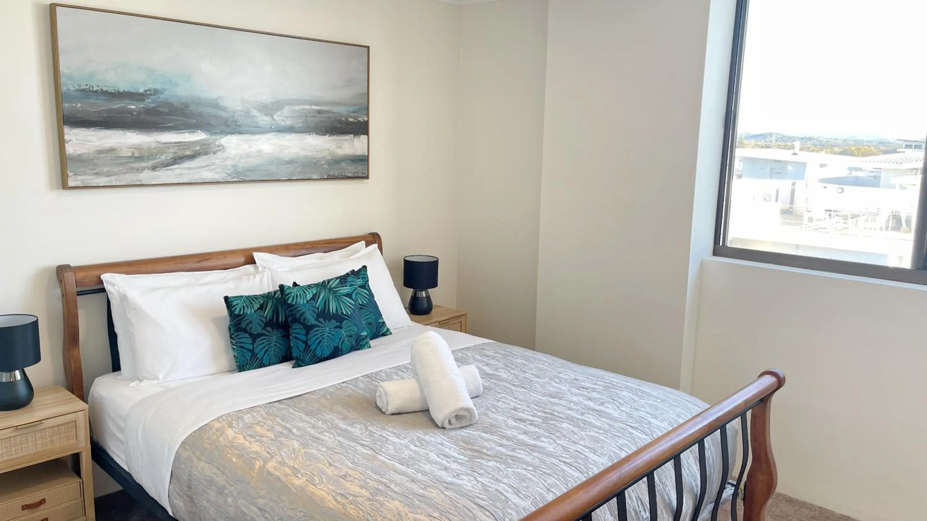 Bed in Maroochydore Riverfront Apartment
