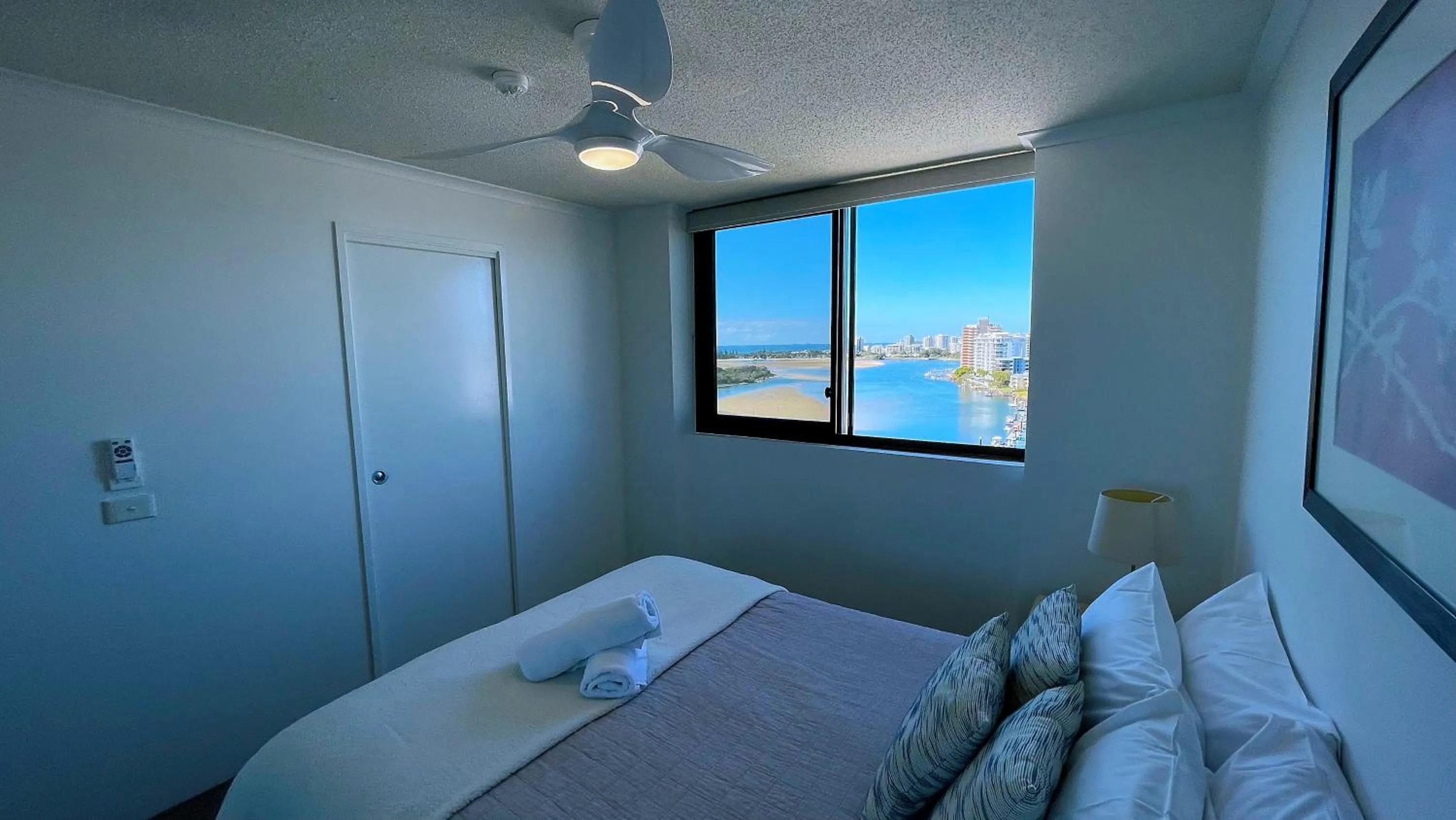 Bed in Maroochydore Riverfront Apartment