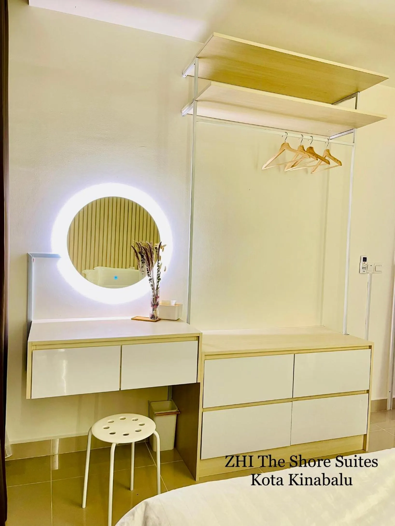 wardrobe, Bed in ZHI The Shore Suites Kota Kinabalu