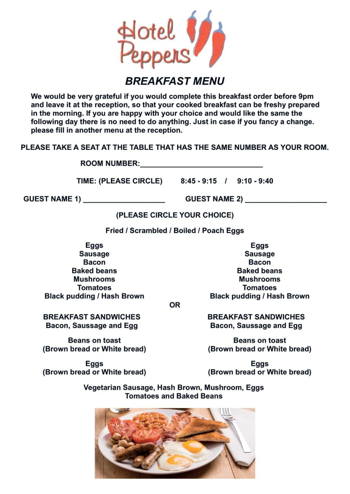 Breakfast in Hotel Peppers