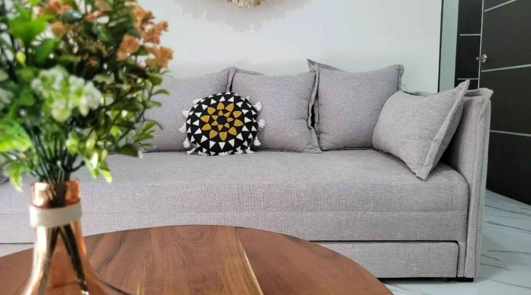 Seating area, Bed in Moderno Departamento Vacacional En Playa