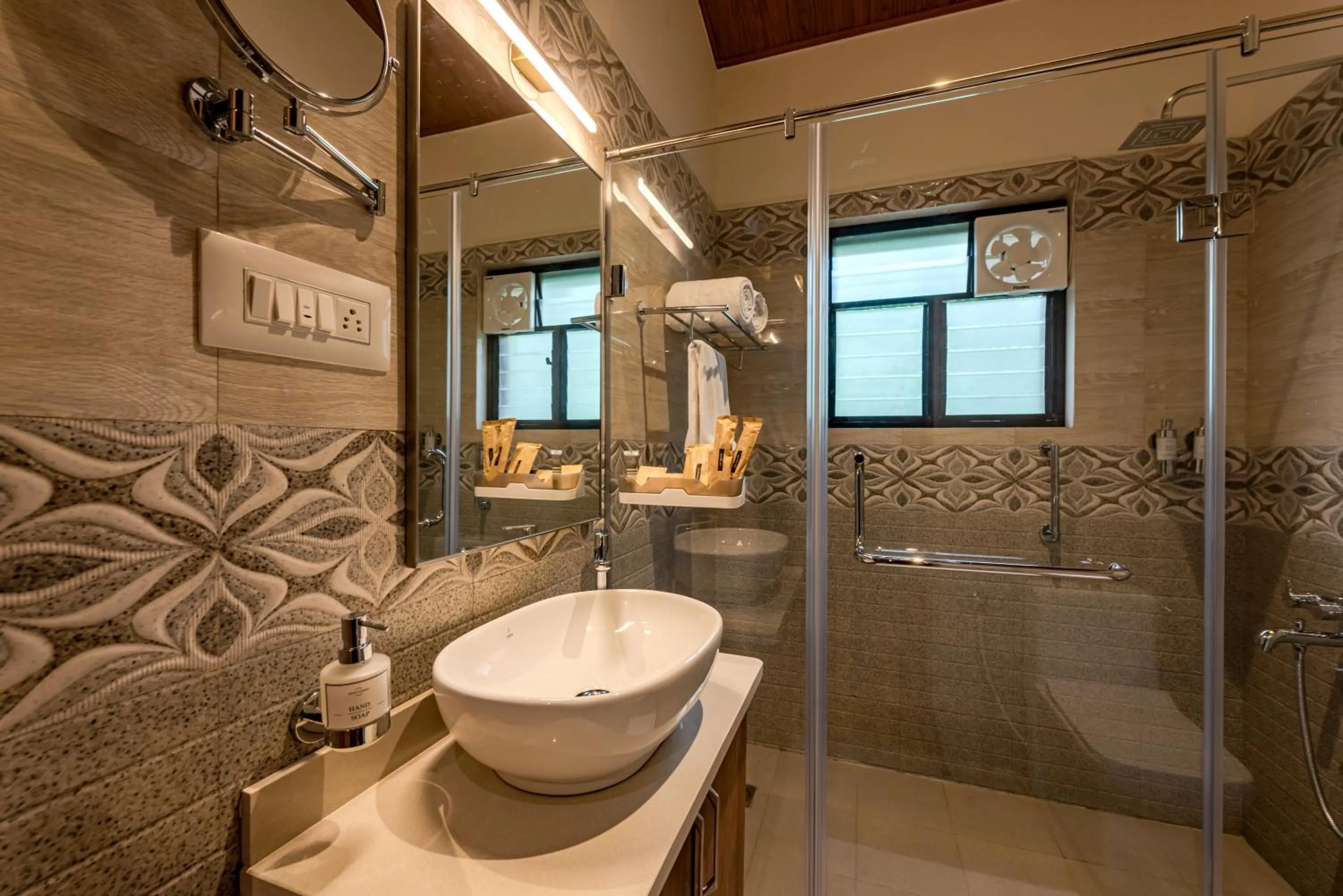 Shower in Shanthi Kunnj Riverside Exotica Chikmagalur