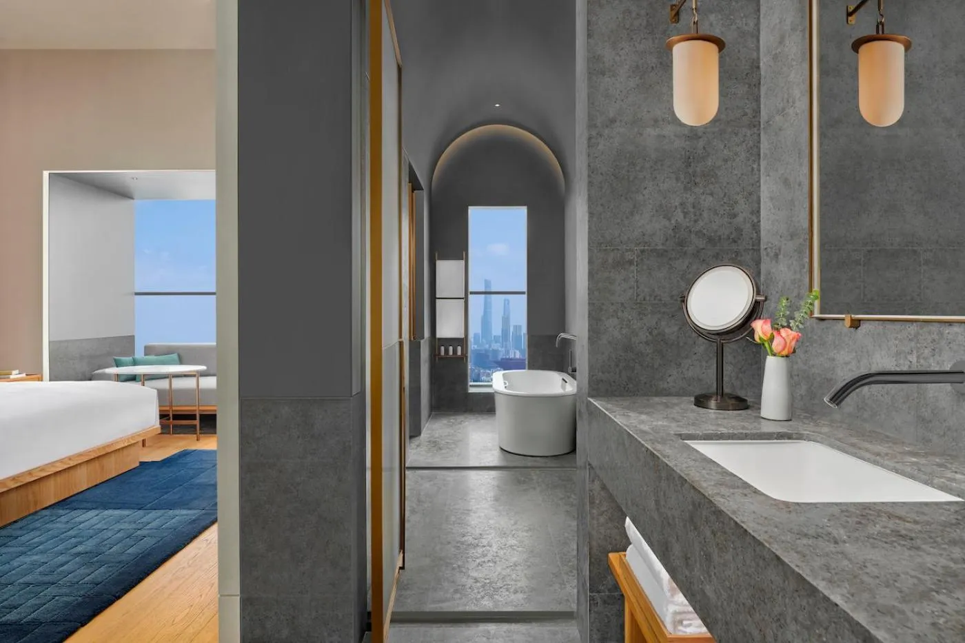 Bathroom, Bed in Artyzen NEW BUND 31 Shanghai Qiantan