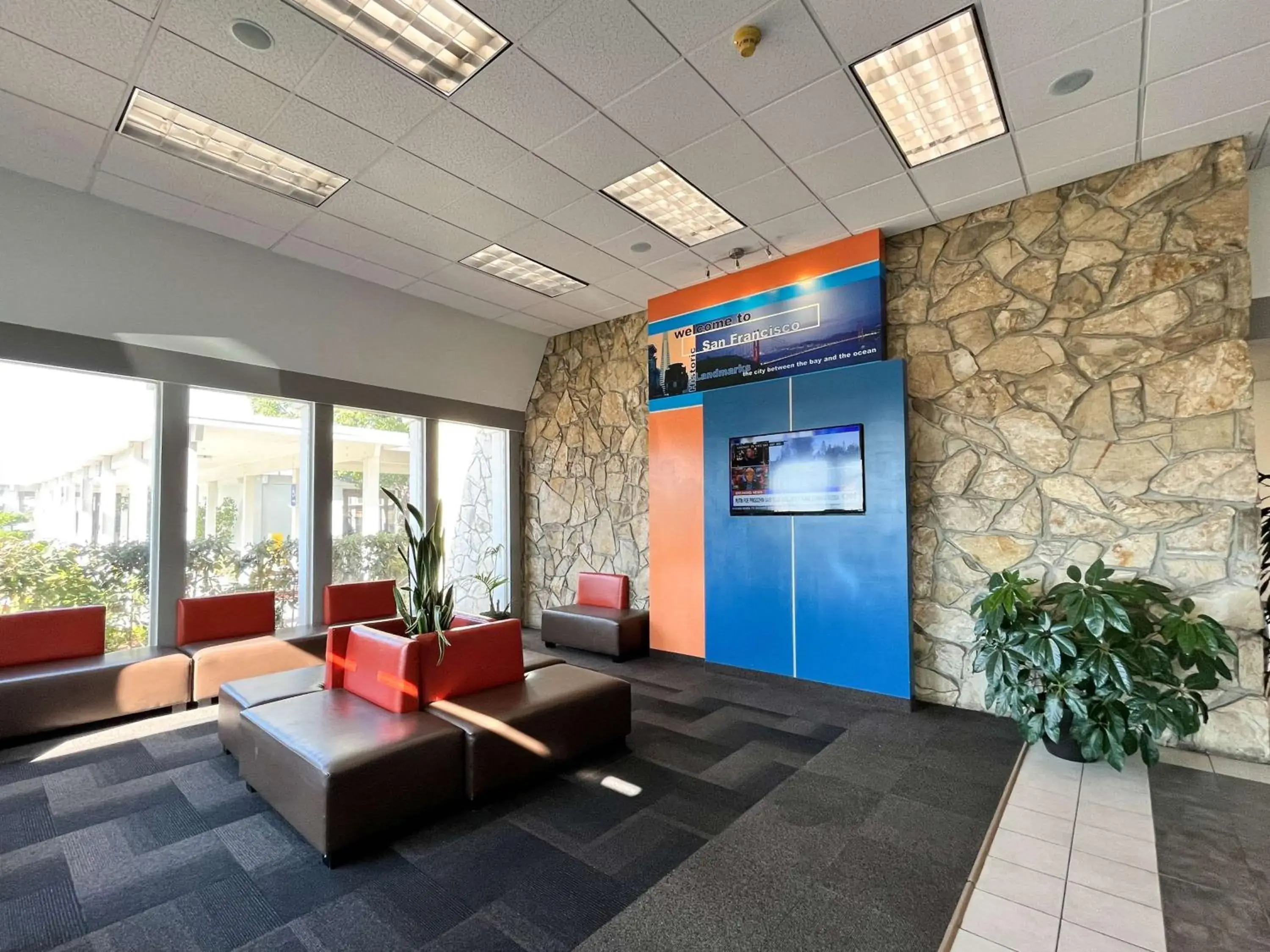Lobby or reception in Studio 6 Belmont, CA San Francisco Redwood Lobby or reception in Studio 6 Belmont, CA San Francisco Redwood