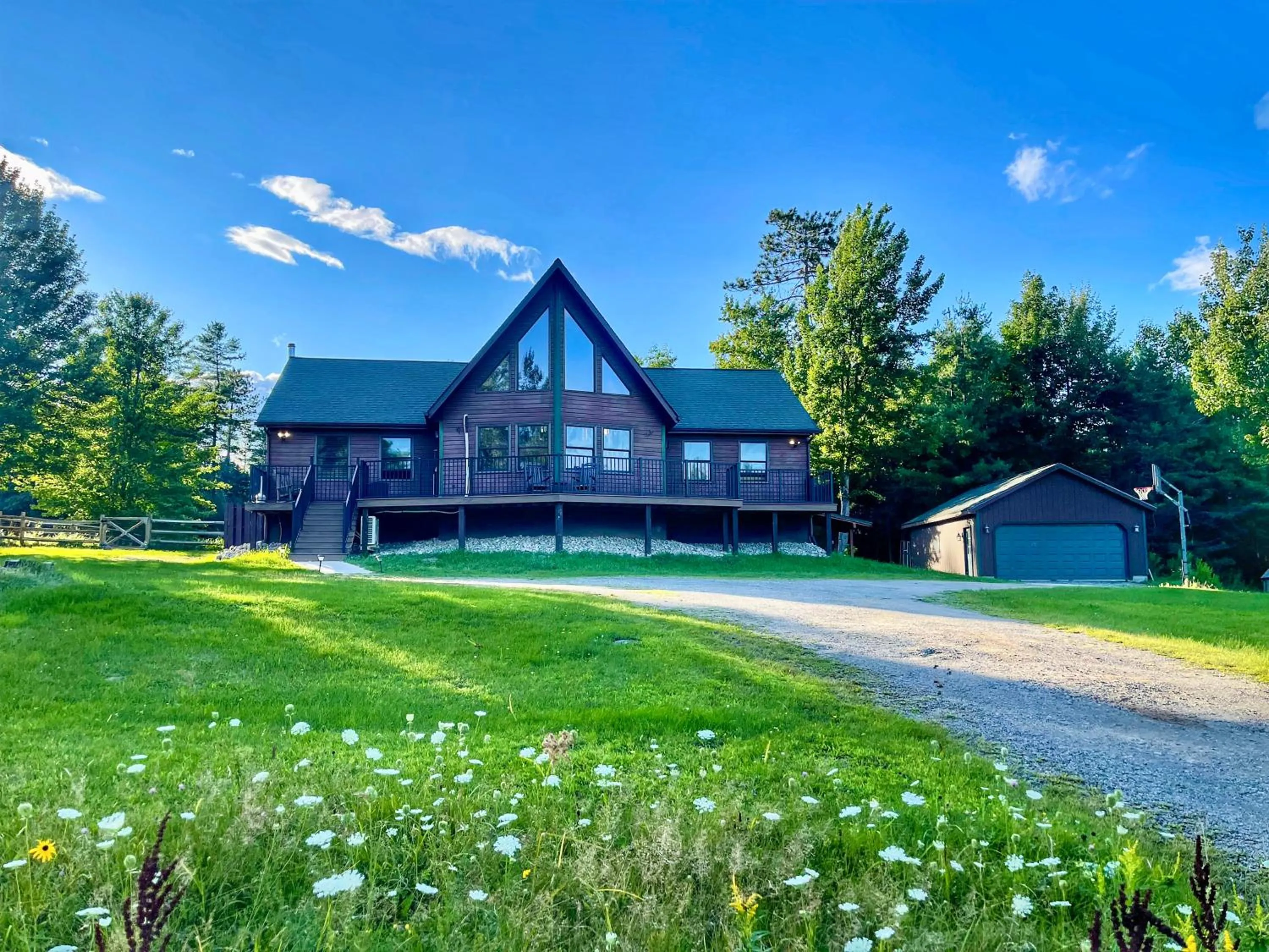 Property building in Adirondack Alpine Cabin with Hot Tub, Near Whiteface, Lake Placid, Game Rm, Fenced Yard, Views