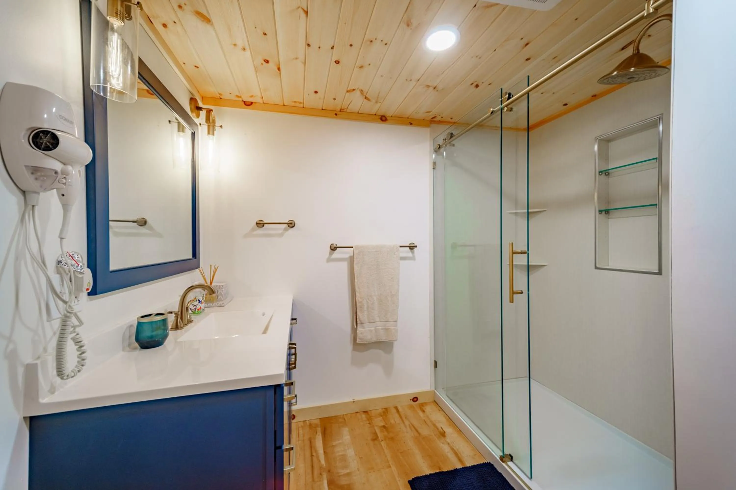 Shower in Adirondack Alpine Cabin with Hot Tub, Near Whiteface, Lake Placid, Game Rm, Fenced Yard, Views