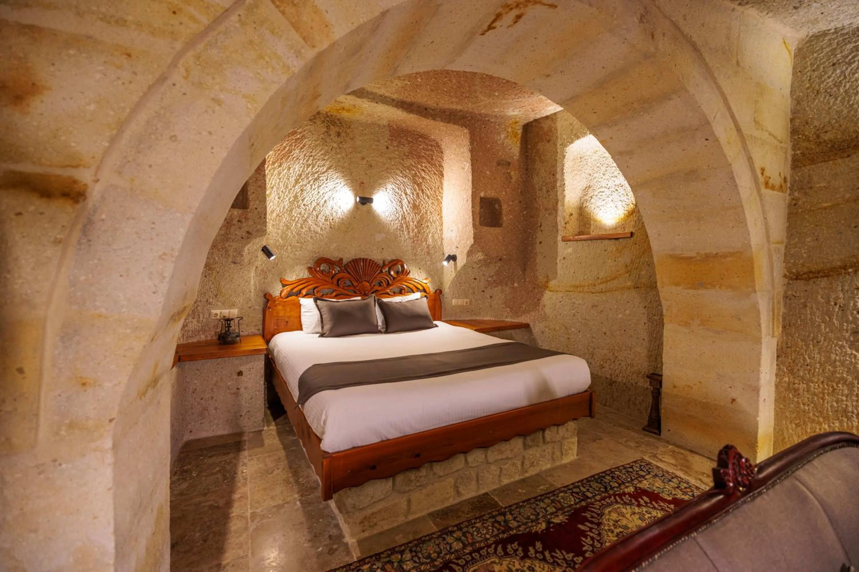 Bed in Canyon Cave Hotel