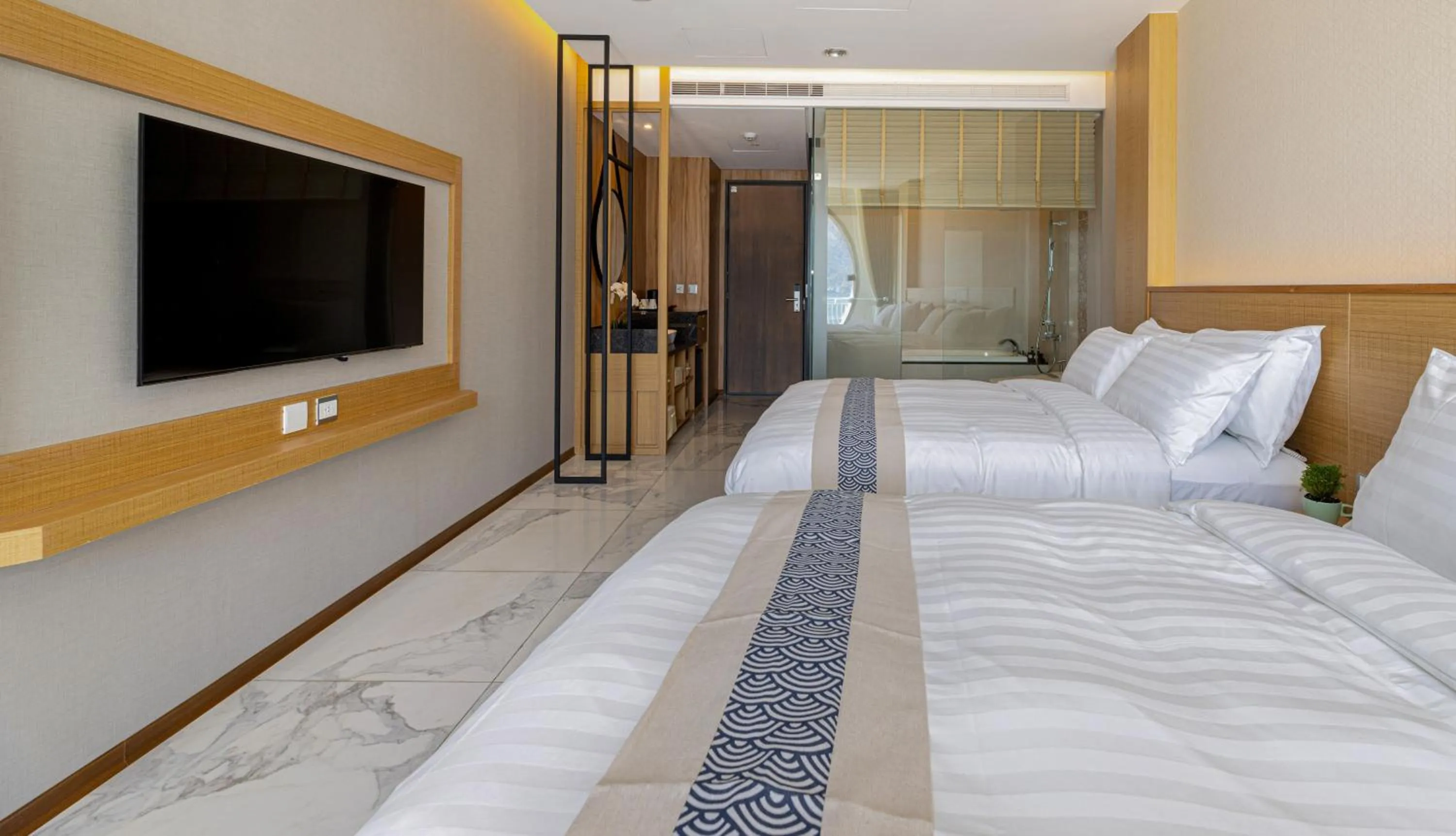 Bed in Sun Moon Lake Apollo Resort Hotel