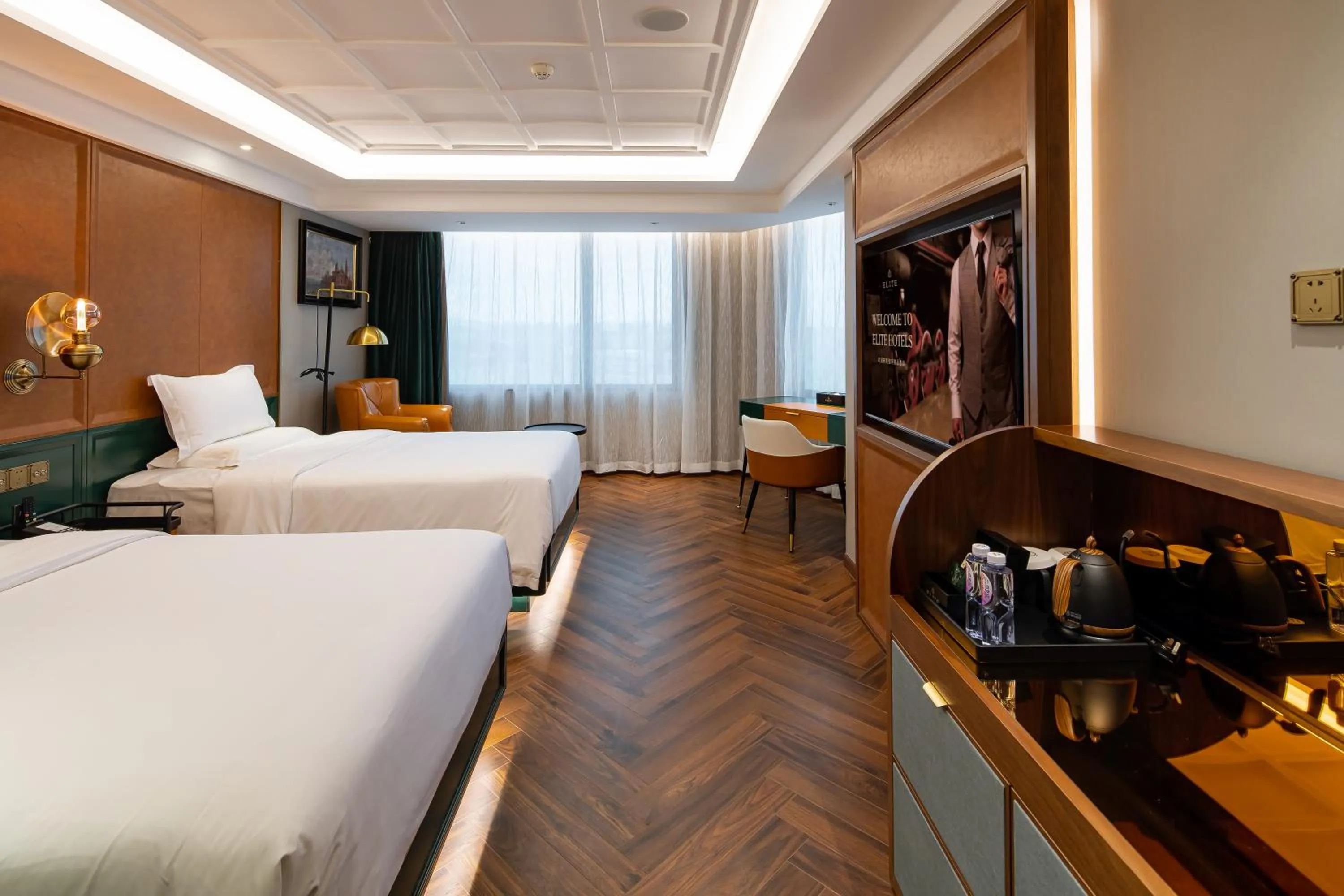 Bed in ELITE International Hotel Taikoo Hui Plaza Gangding Metro Station Branch