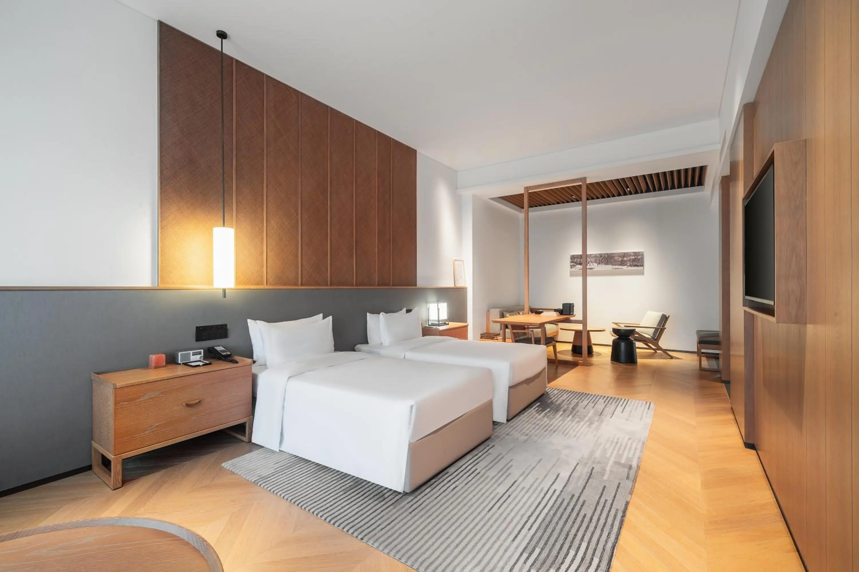 Living room, Bed in POKKEI Hotel Shaoxing