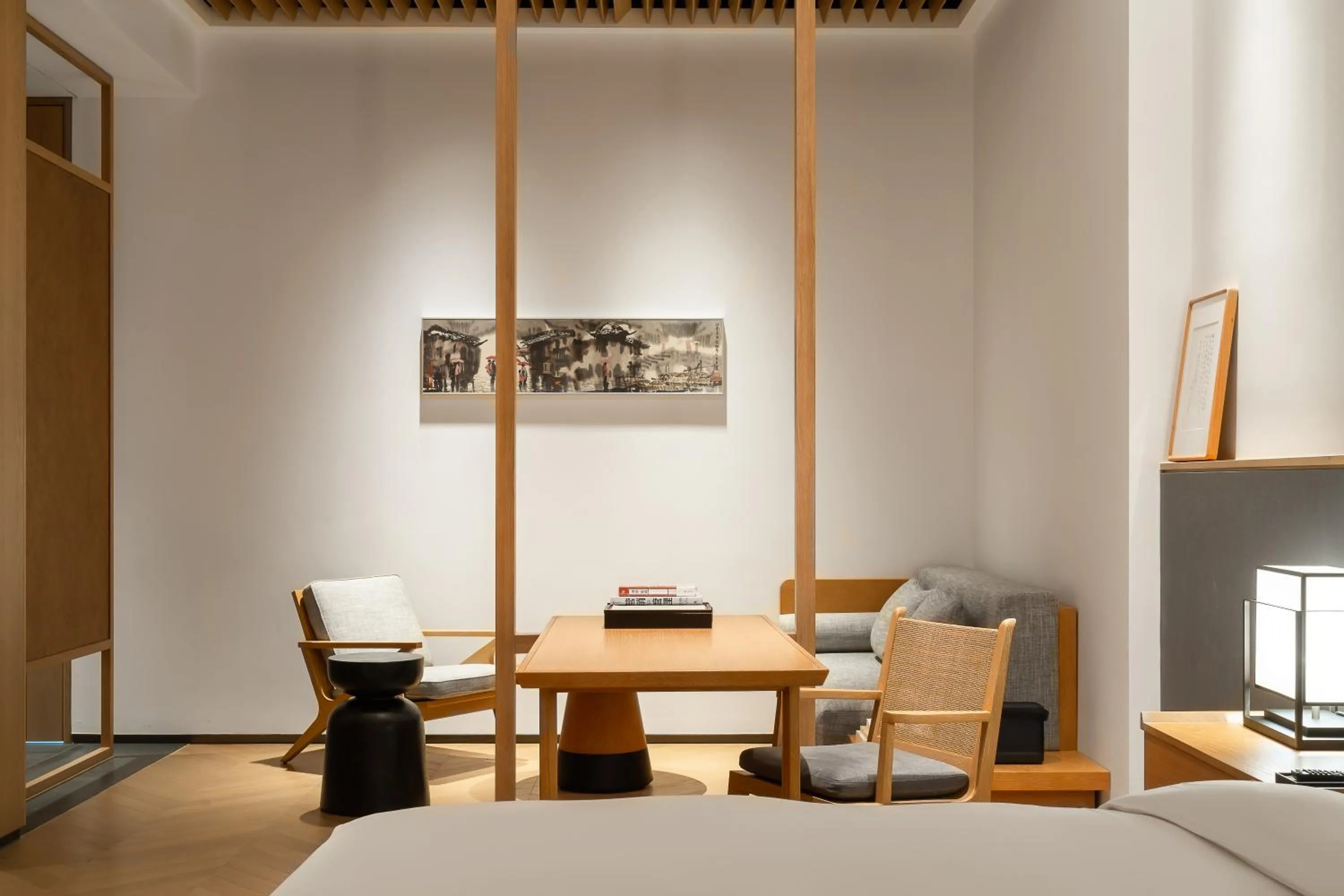 Seating area in POKKEI Hotel Shaoxing