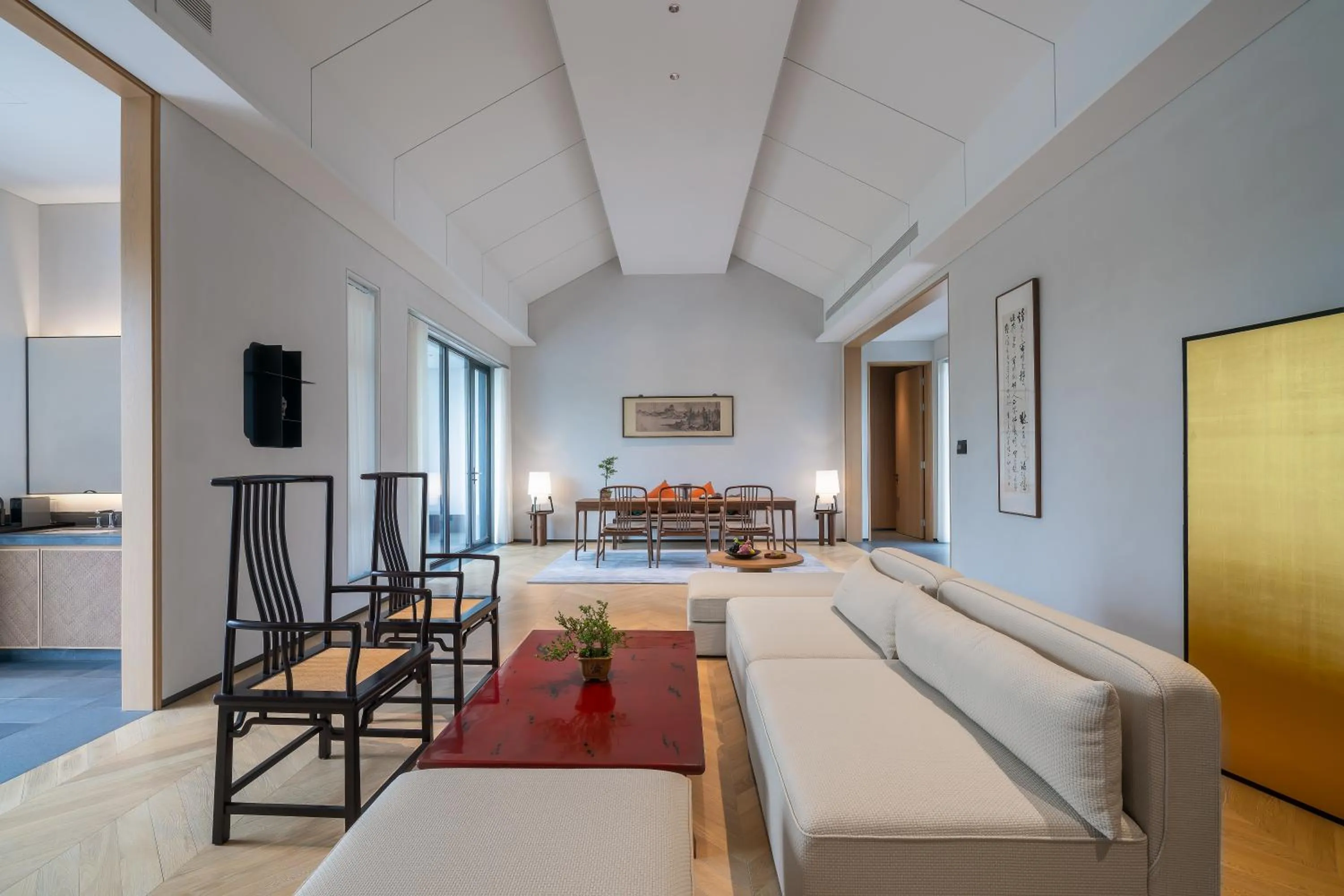 Living room, Bed in POKKEI Hotel Shaoxing