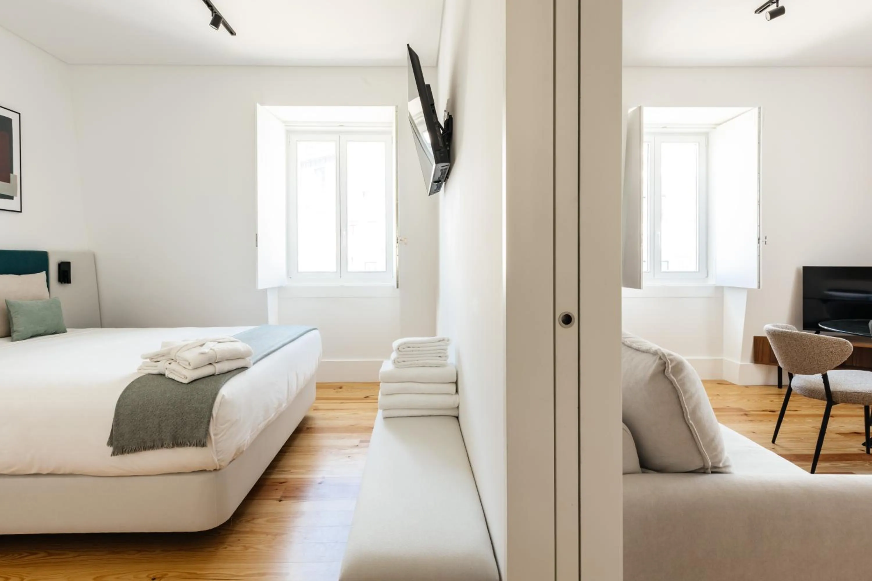 Bed in The House on the Pink Street in Lisbon