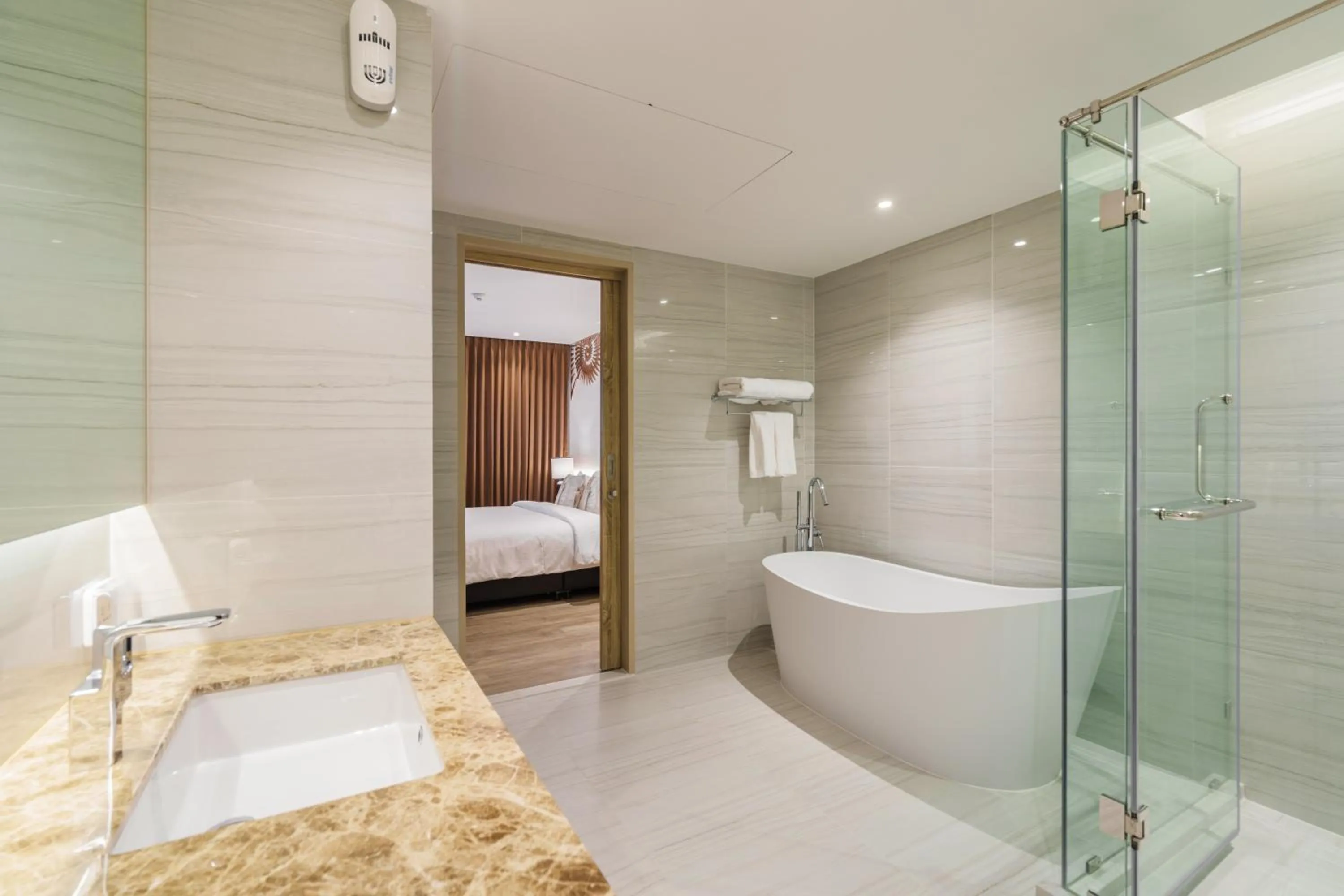 Bathroom, Bed in The Marin Phuket Kamala Beach