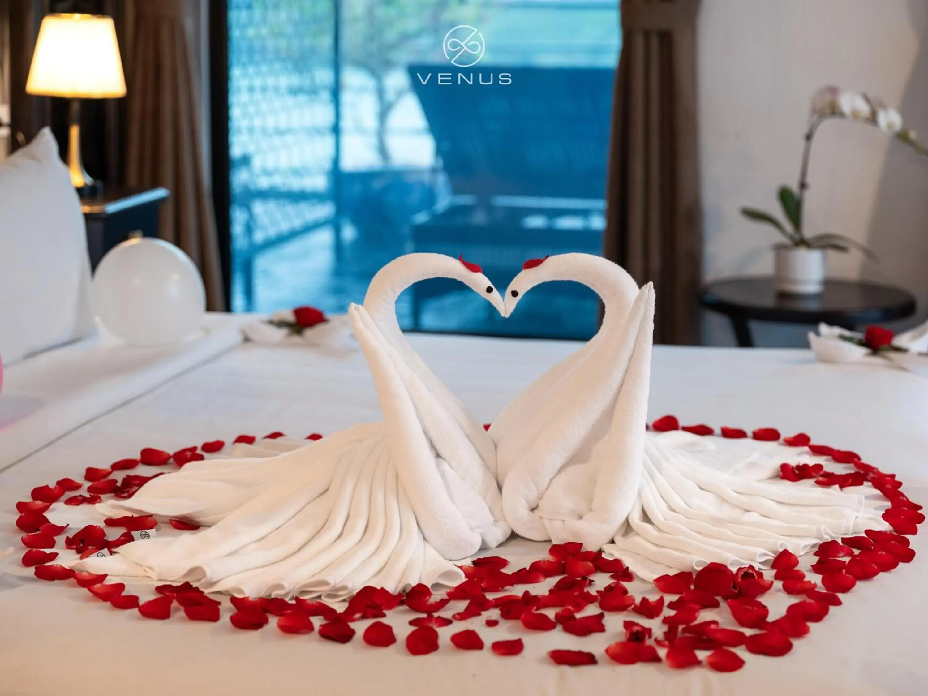 Decorative detail, Bed in Venus Cruises Halong Bay by Venus Group Decorative detail, Bed in Venus Cruises Halong Bay by Venus Group