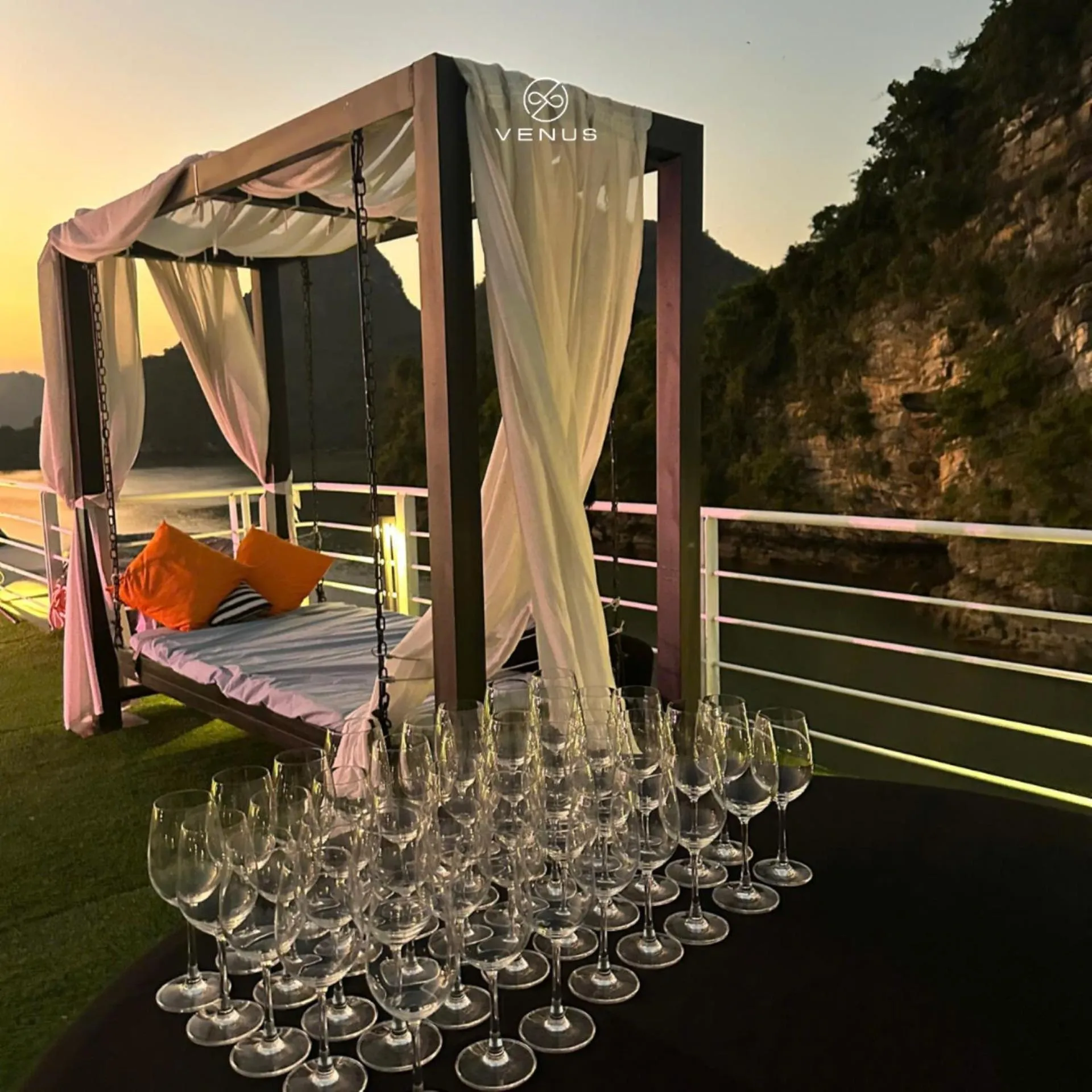 Sunset in Venus Cruises Halong Bay by Venus Group