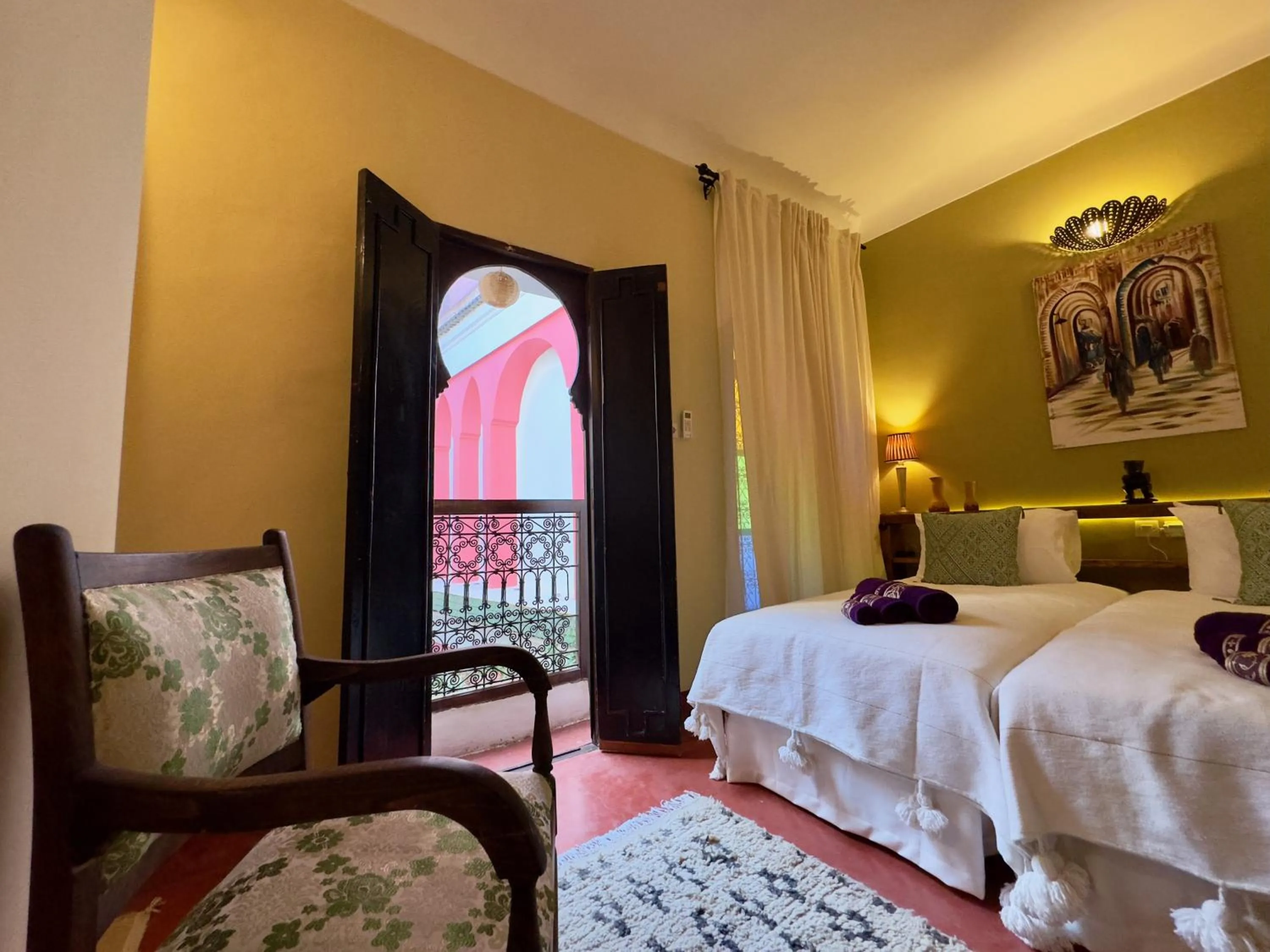 Balcony/Terrace, Bed in Riad Taghia