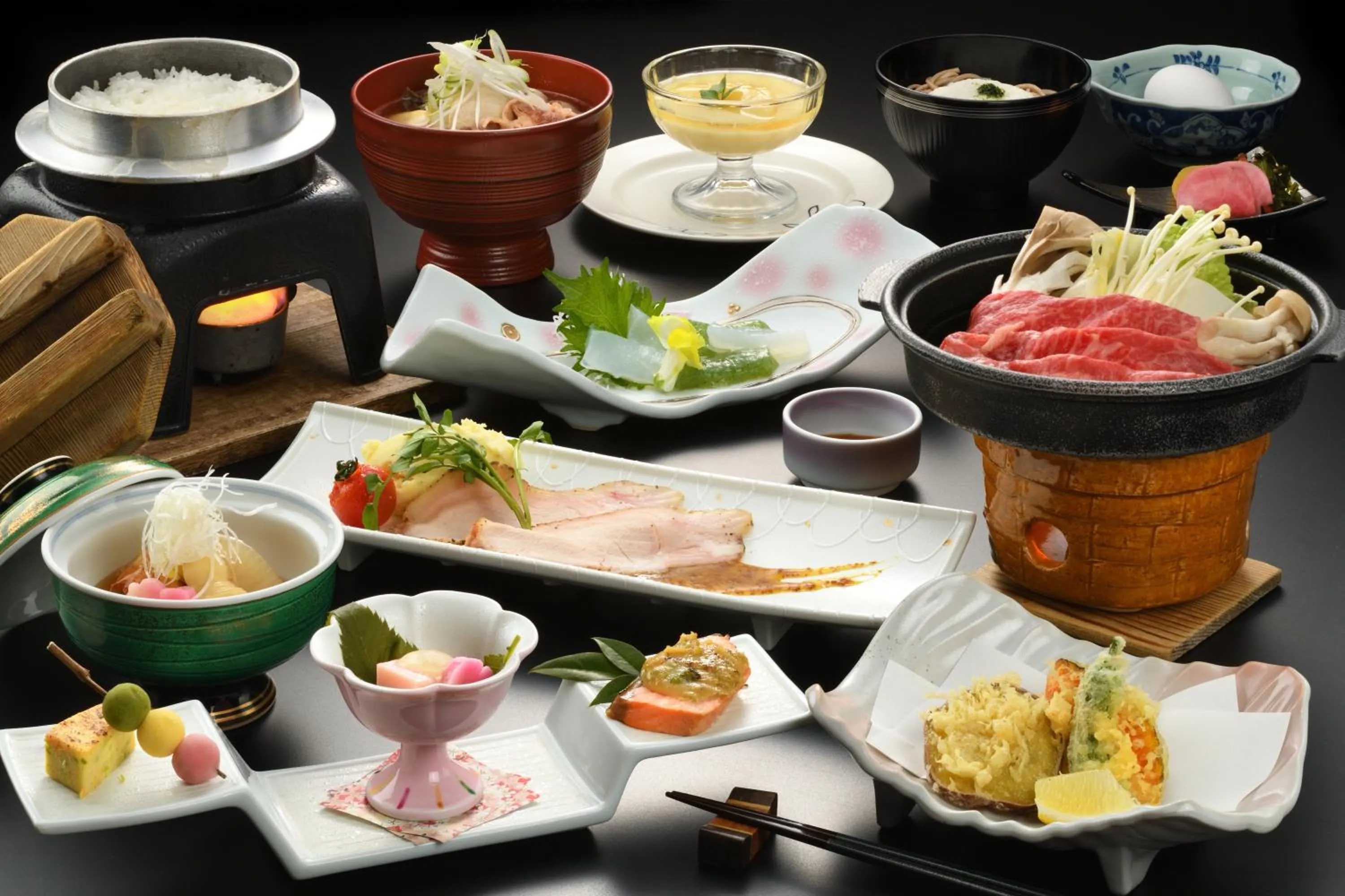 Dinner in Kami no yama Azumaya