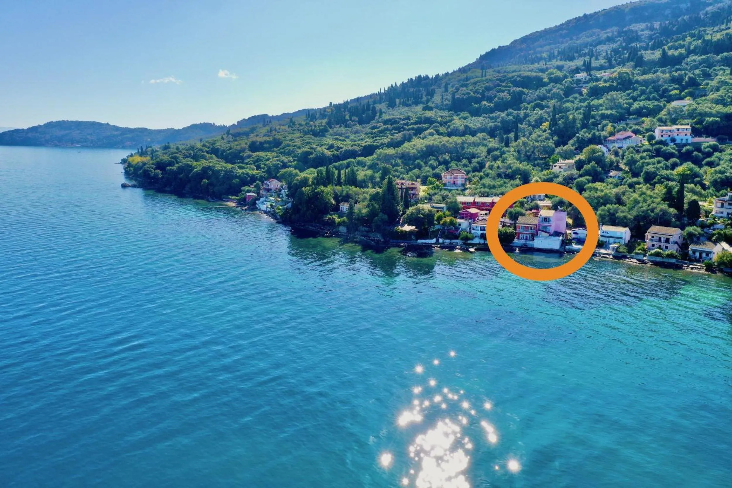Bird's eye view in SeaFront Villa Ourania