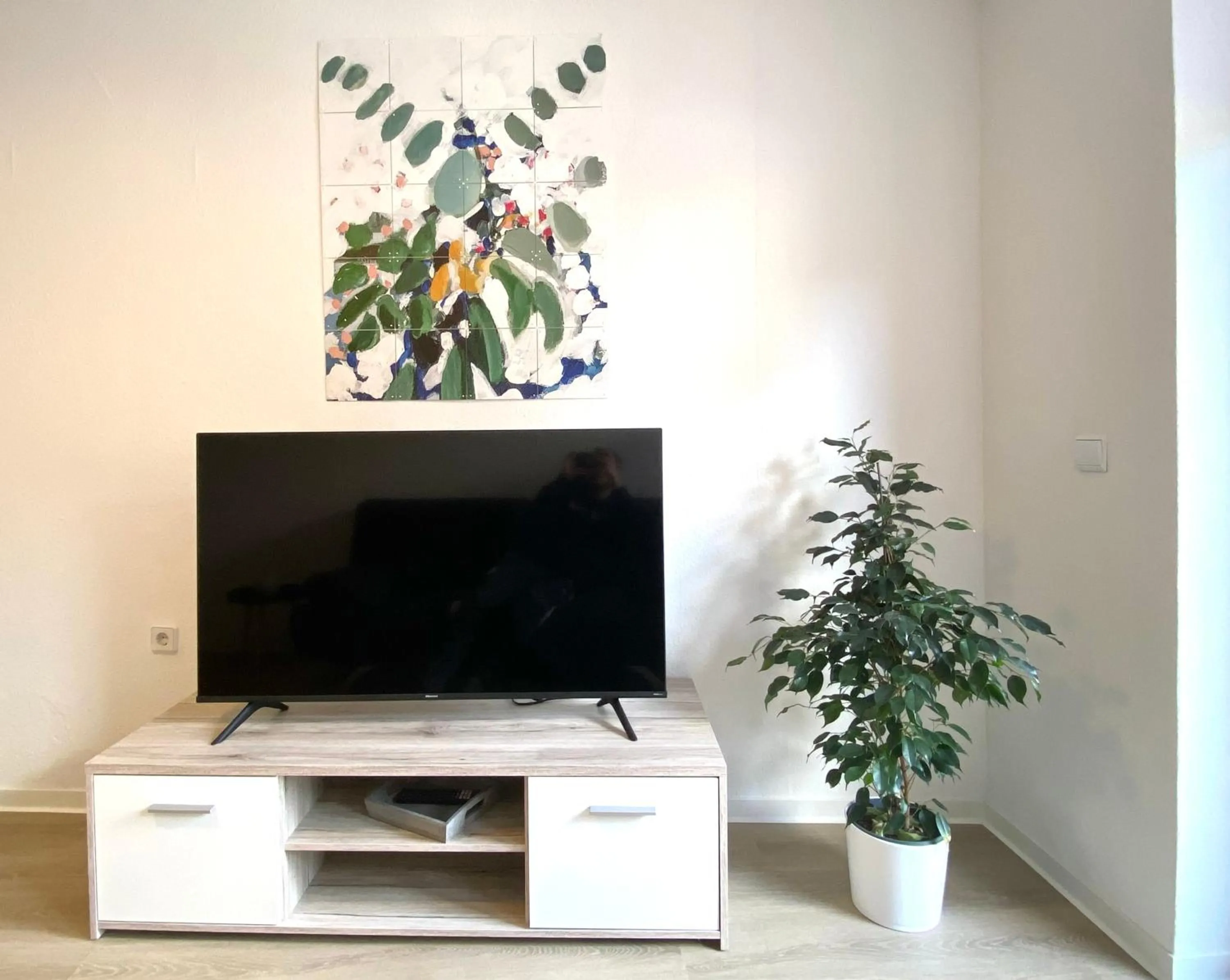 TV and multimedia in Gemütliche Unterkünfte für längeren Aufenthalt und Monteure inkl Balkon, Waschmaschine, WiFi, Küche und Parkplatz