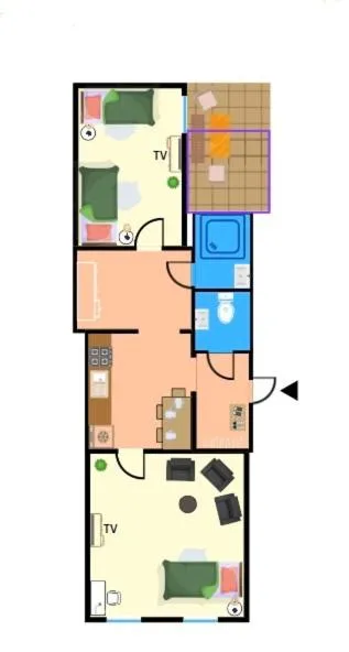 Floor plan in Gemütliche Unterkünfte für längeren Aufenthalt und Monteure inkl Balkon, Waschmaschine, WiFi, Küche und Parkplatz
