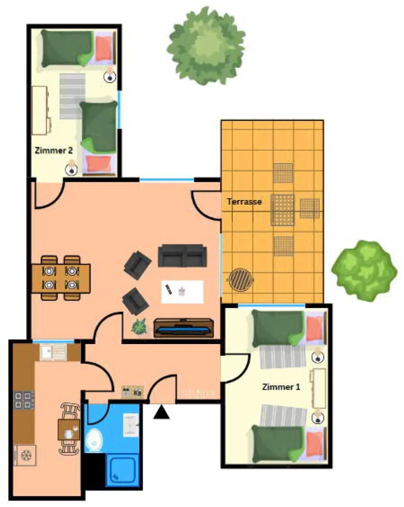 Floor plan in Gemütliche Unterkünfte für längeren Aufenthalt und Monteure inkl Balkon, Waschmaschine, WiFi, Küche und Parkplatz