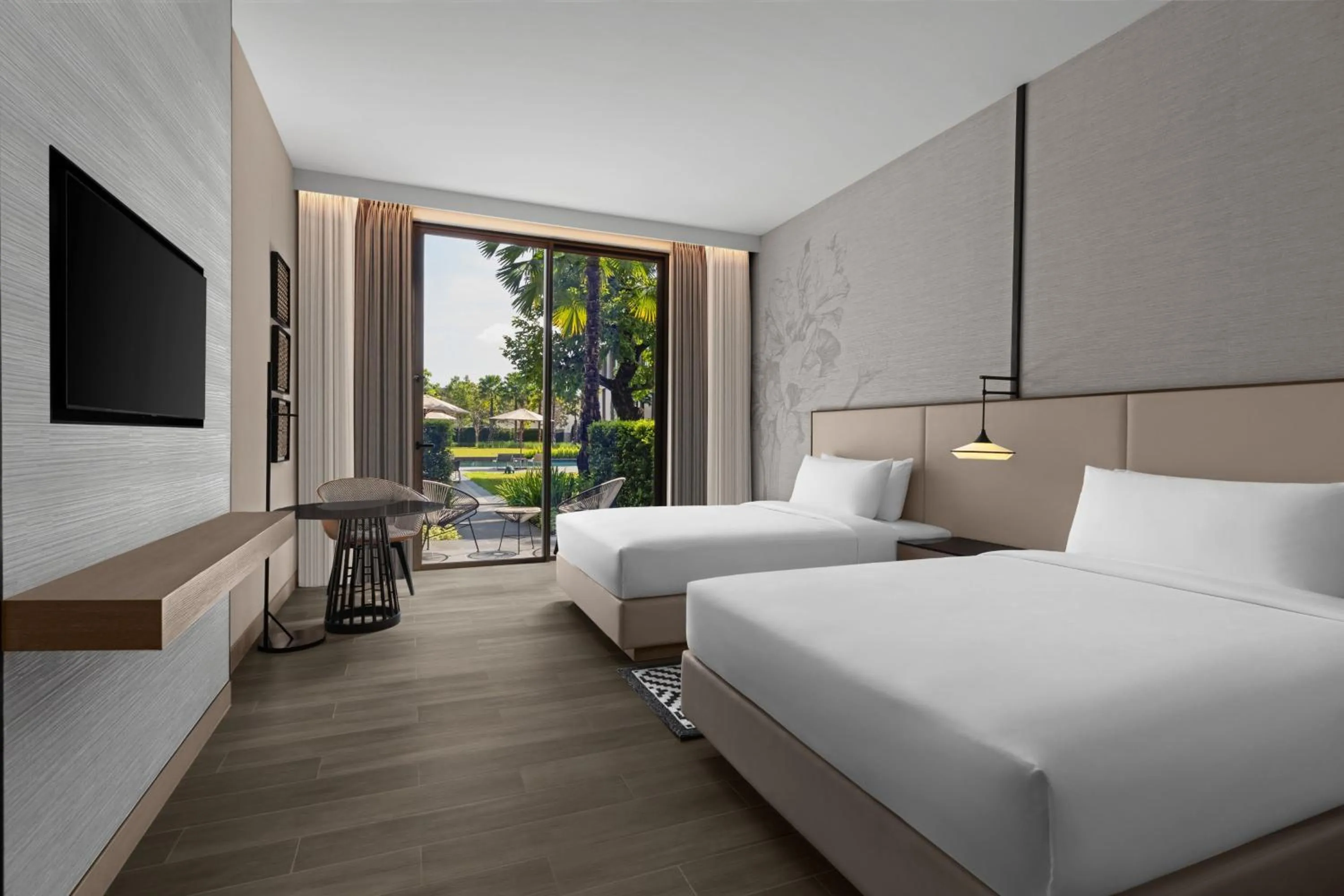 Photo of the whole room, Bed in Courtyard by Marriott Bangkok Suvarnabhumi Airport