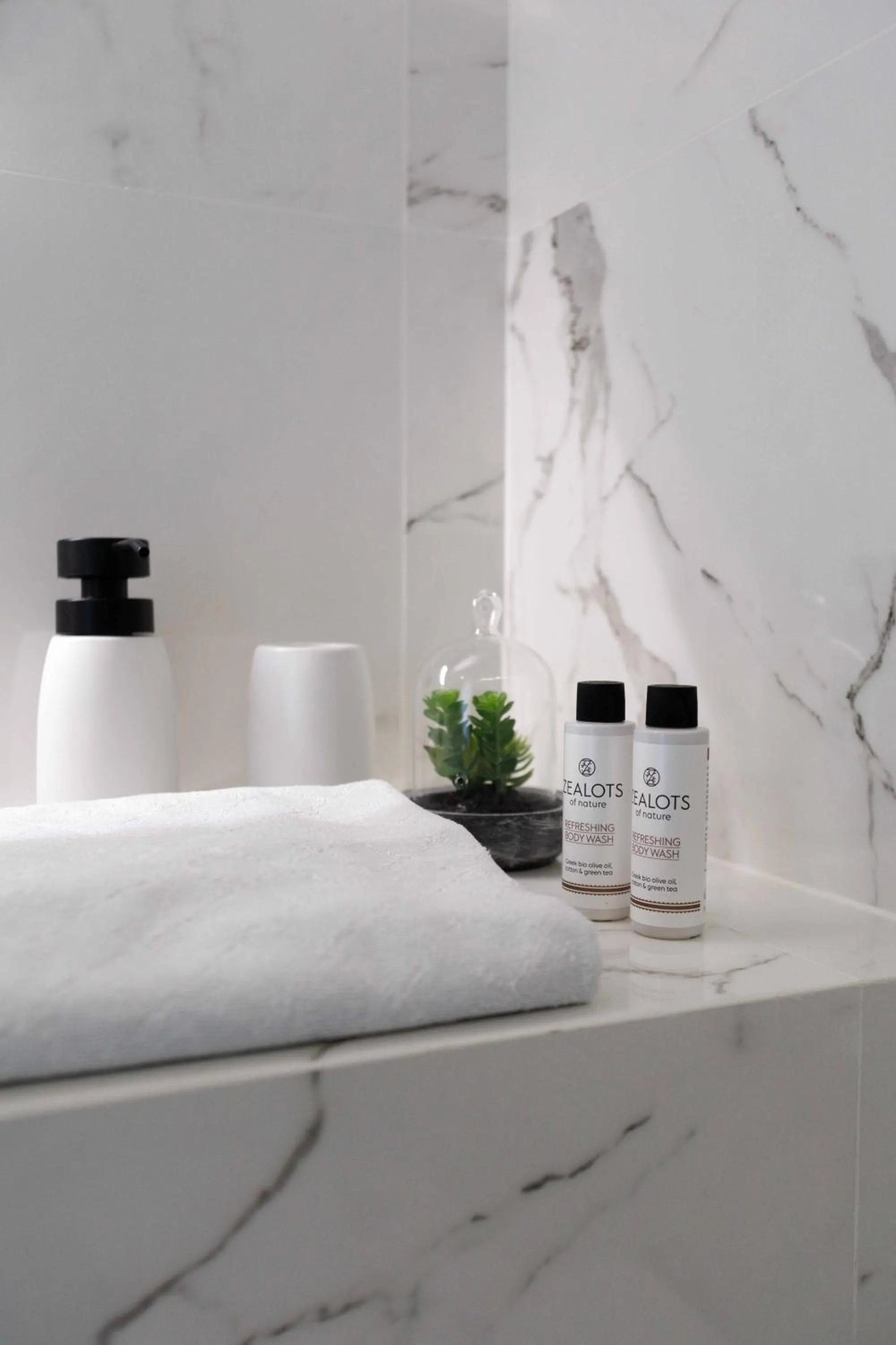 Bathroom, Bed in Sunshine Suite by Athens Riviera Suites