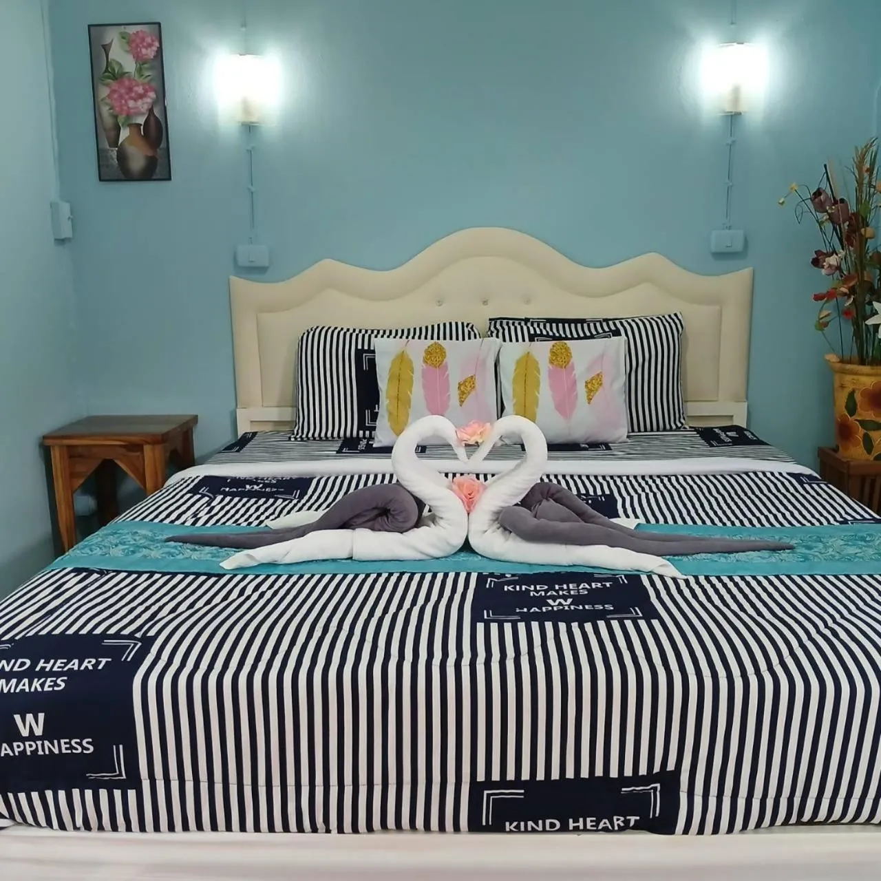 Bed in Thai Garden​ Resort​ Kanchanaburi​