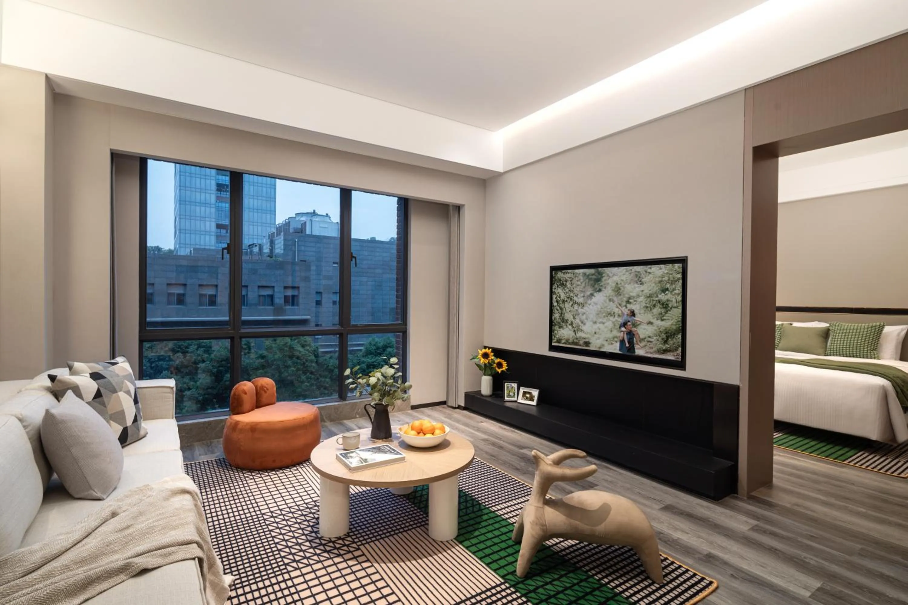Living room, Bed in Somerset Chayuan Chongqing