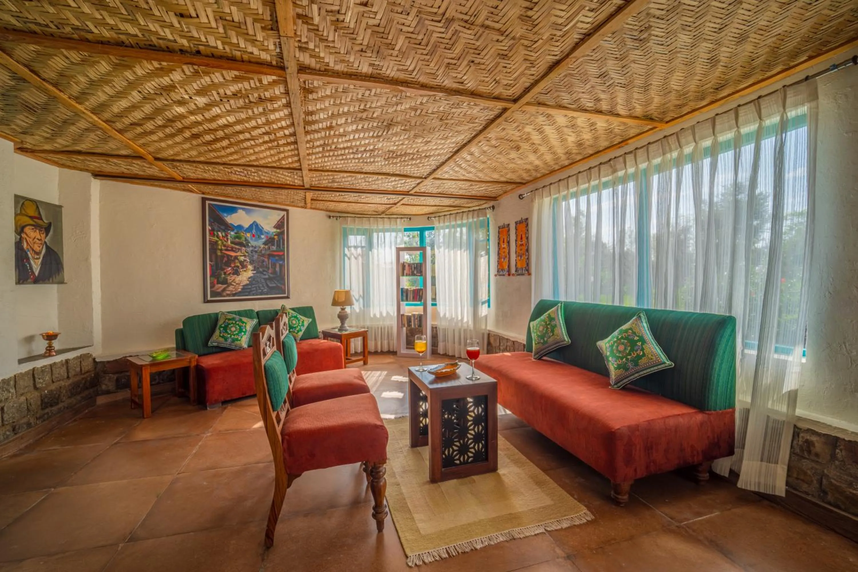 Seating area in Tree of Life Birdsong Chalets , Dharamshala