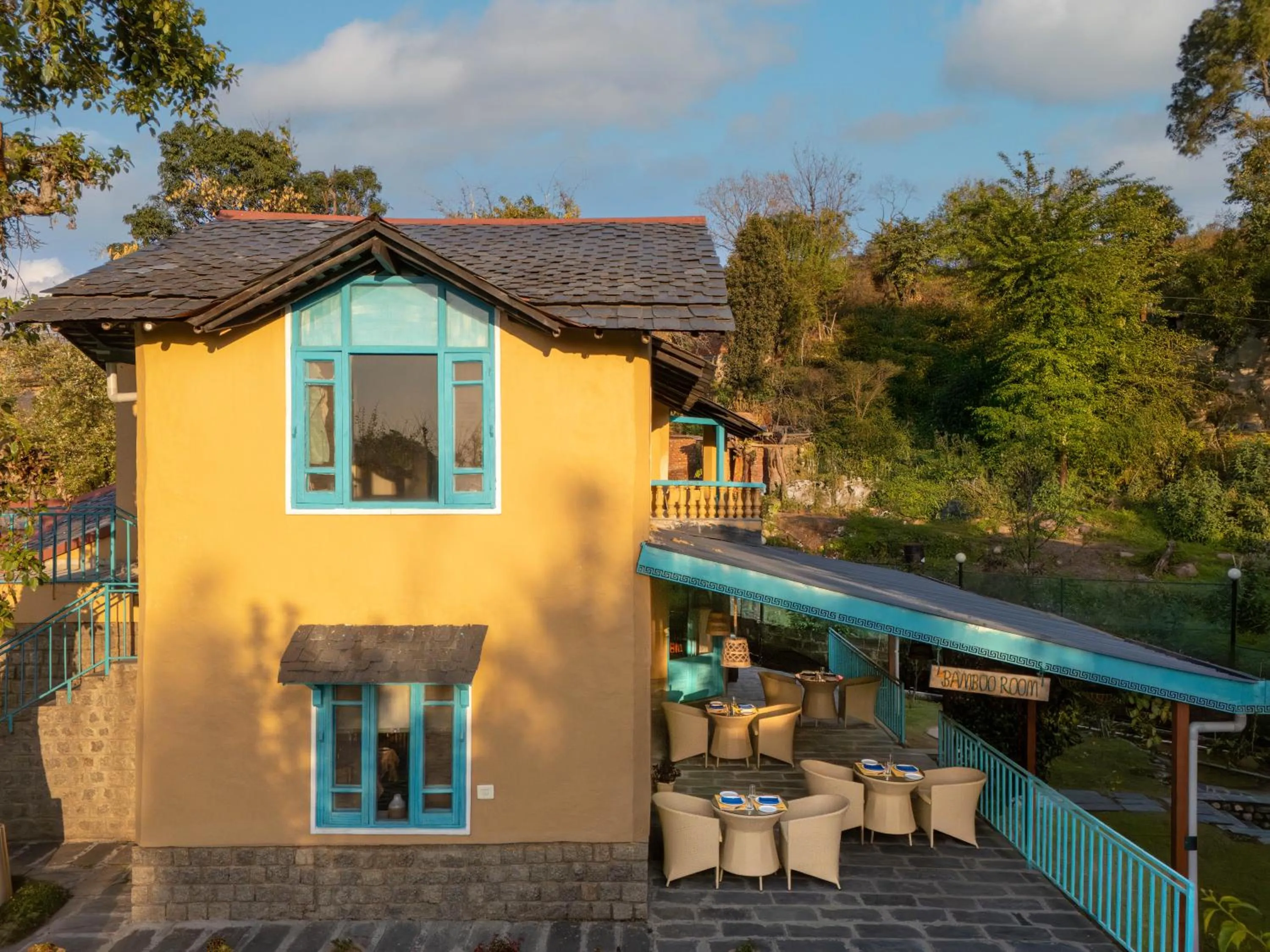 Dining area in Tree of Life Birdsong Chalets , Dharamshala