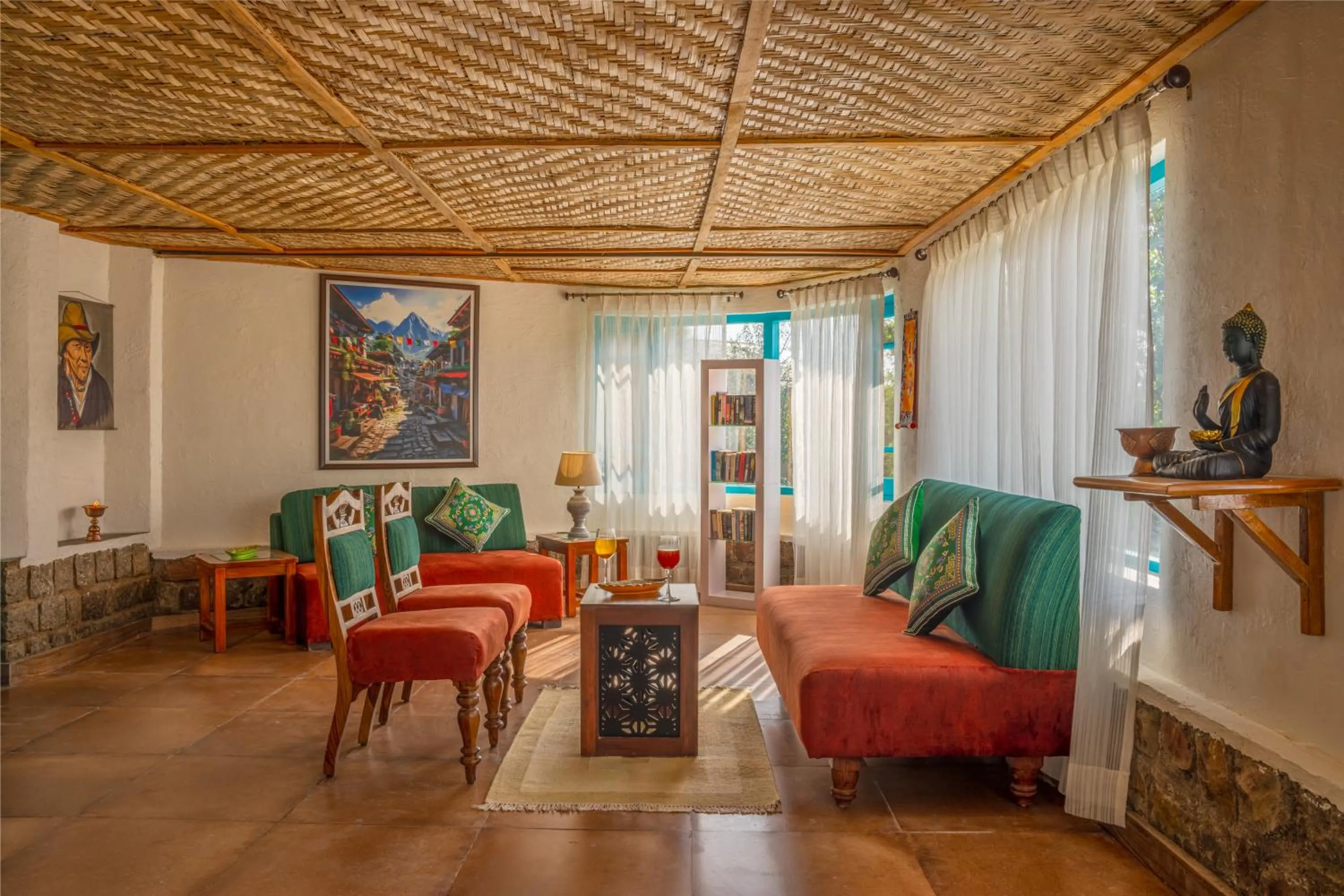 Living room in Tree of Life Birdsong Chalets , Dharamshala