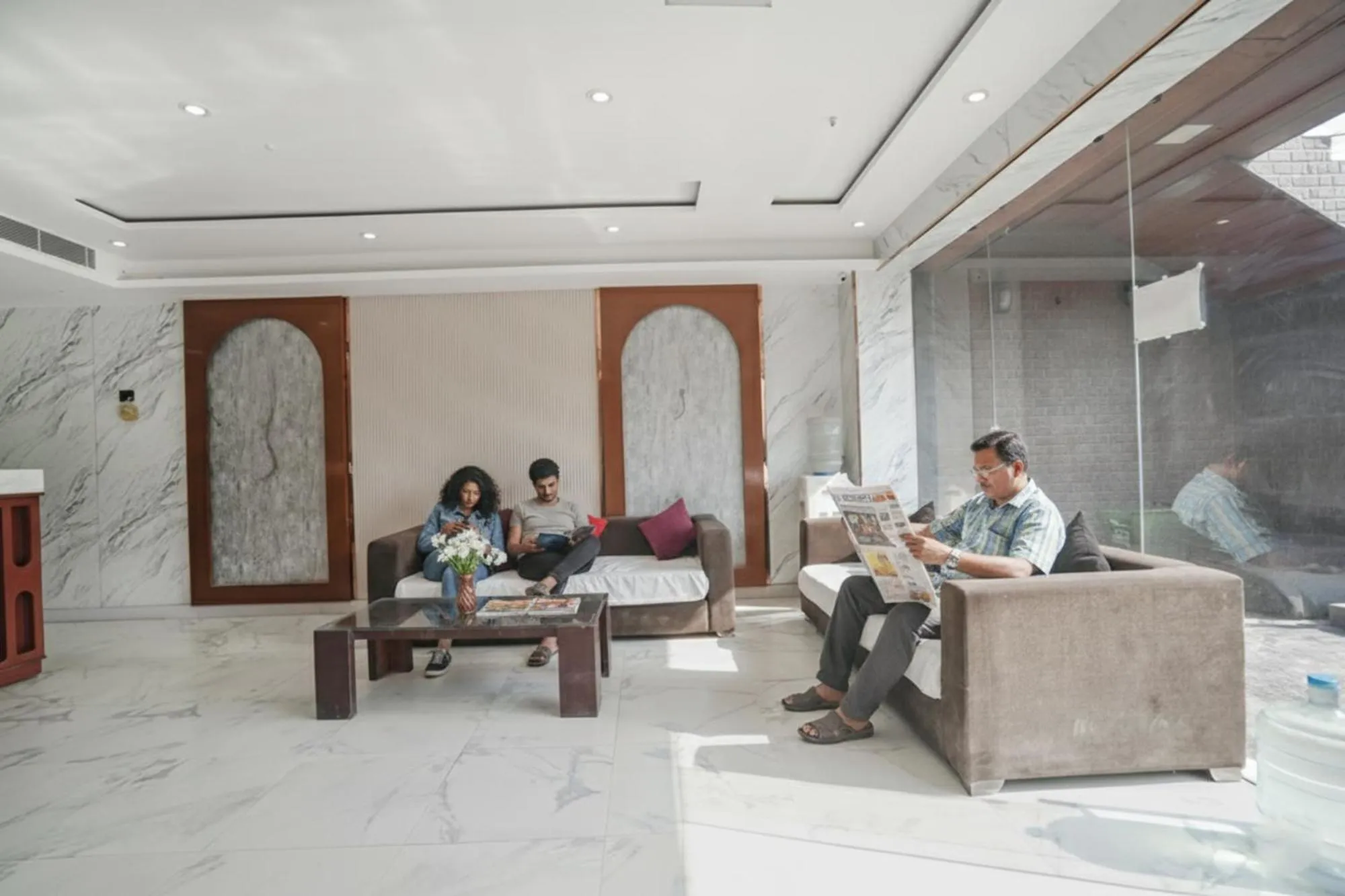 Seating area in FabHotel Prime IP Indrapuram