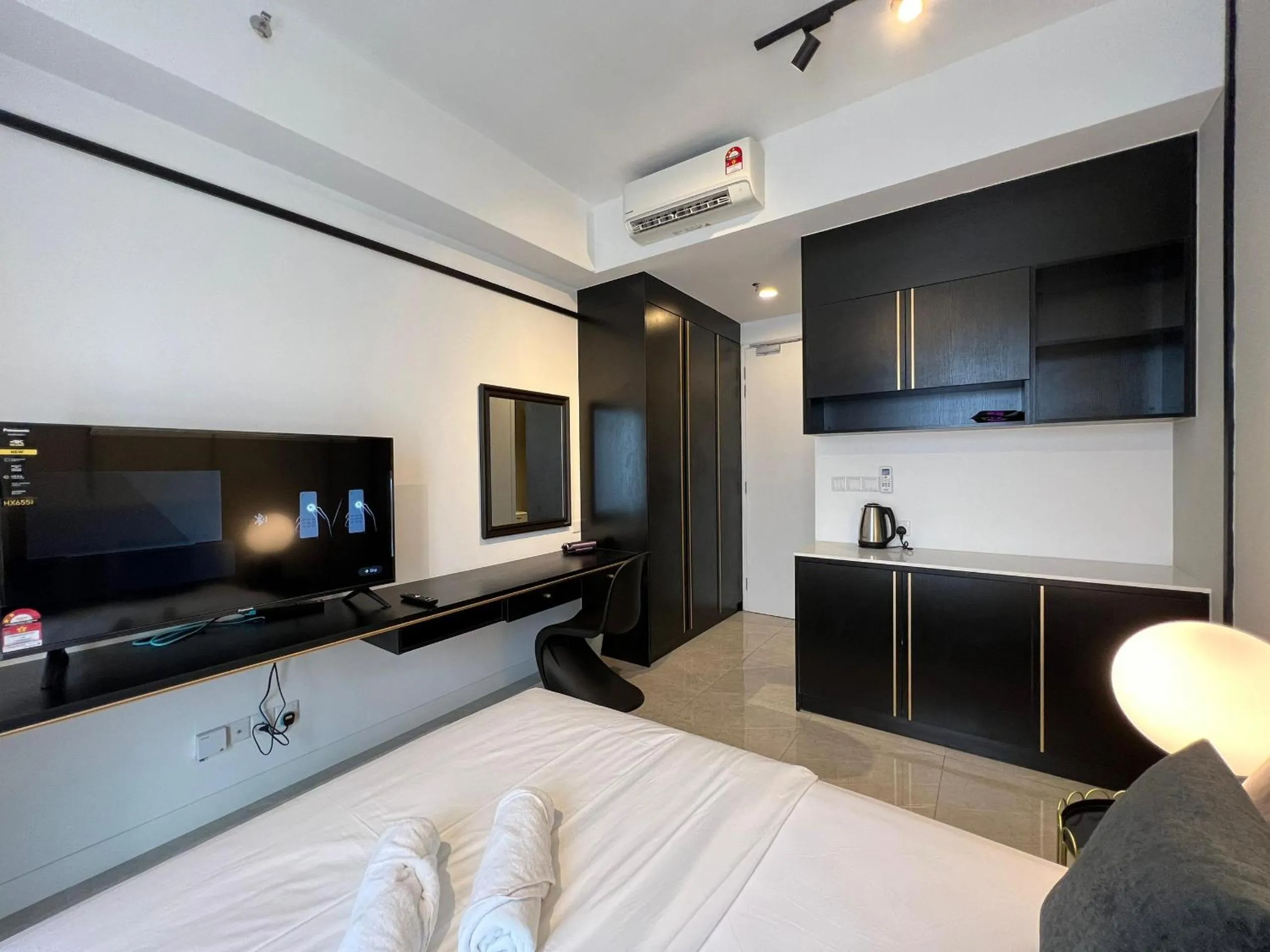 air conditioner, Bed in Axon Residence Bukit Bintang Kuala Lumpur By Apex