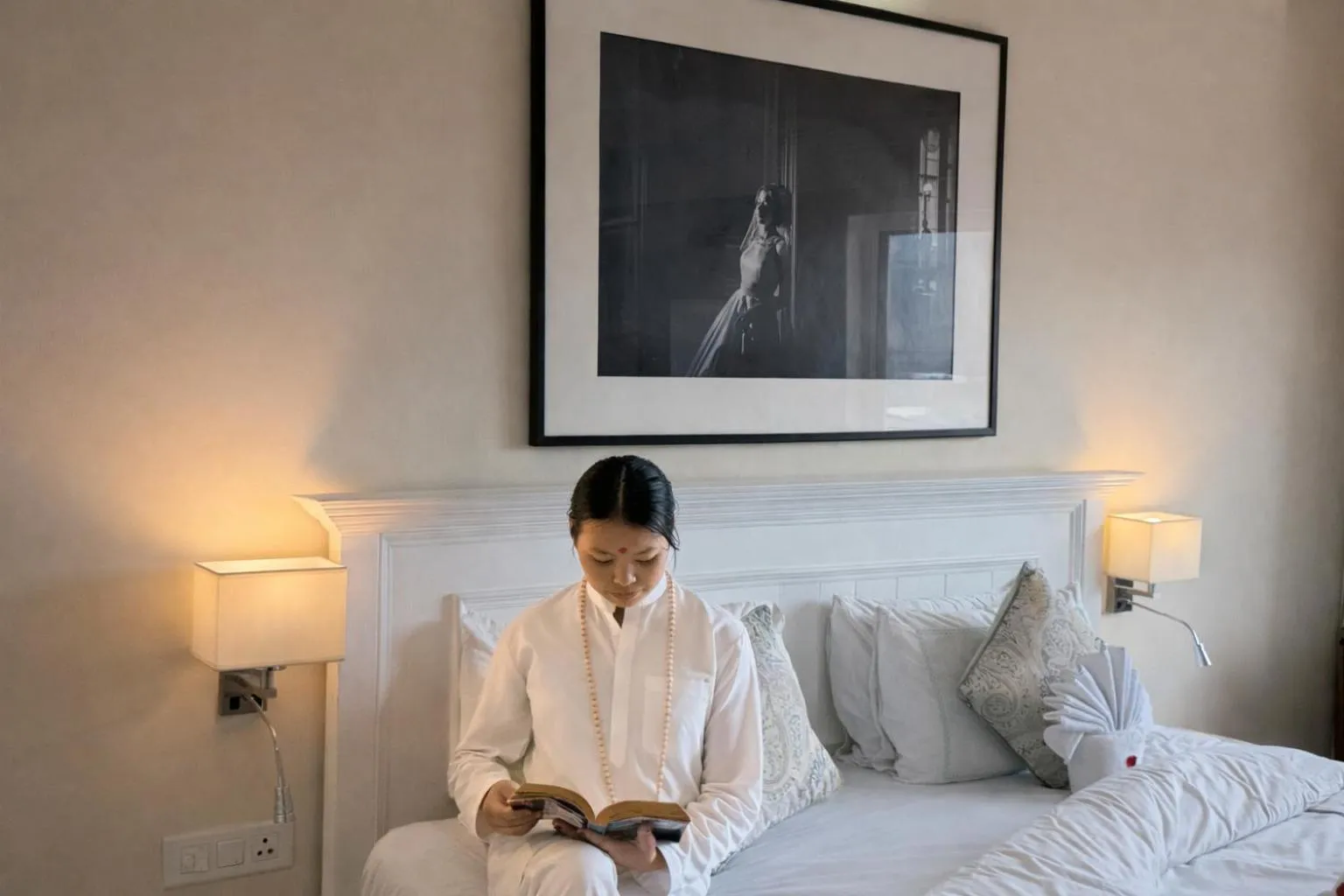 Bed in Sanskriti Vedic Retreat