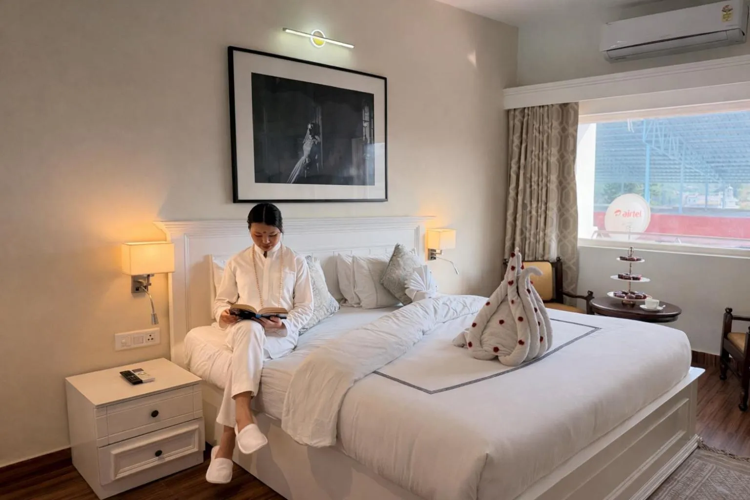 Bed in Sanskriti Vedic Retreat