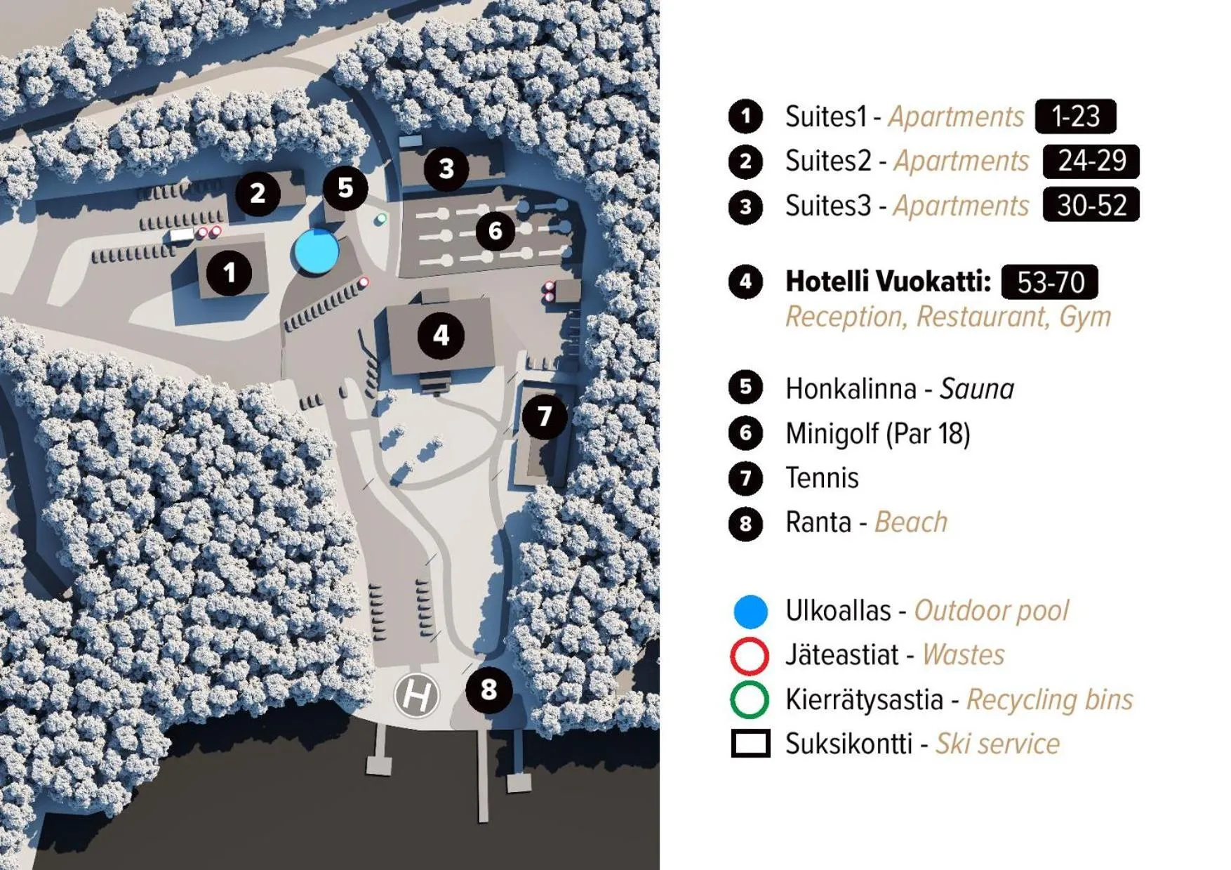 Property building in Aateli Lakeside Chalets - former Vuokatti Suites