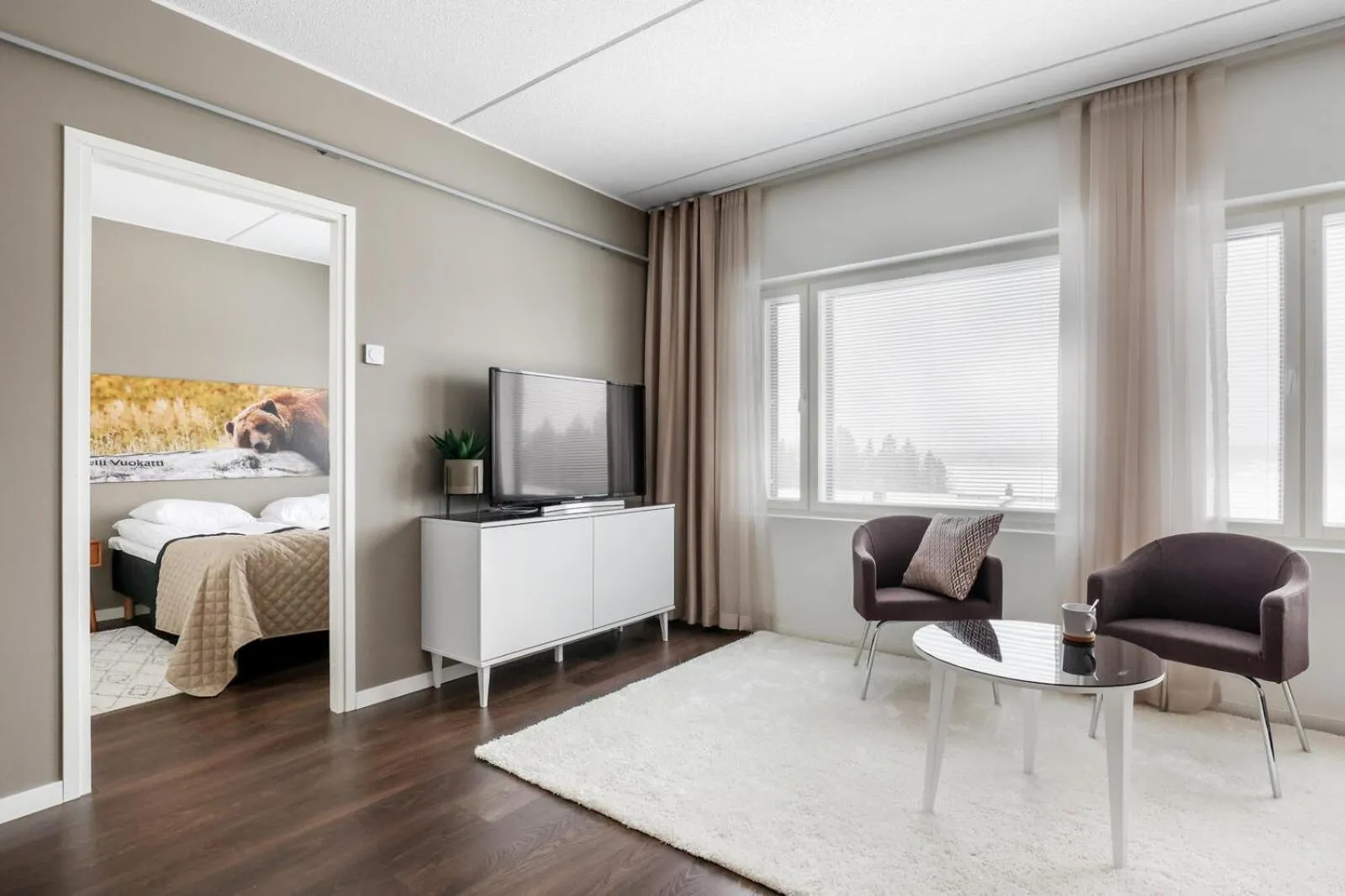 Bed in Aateli Lakeside Chalets - former Vuokatti Suites